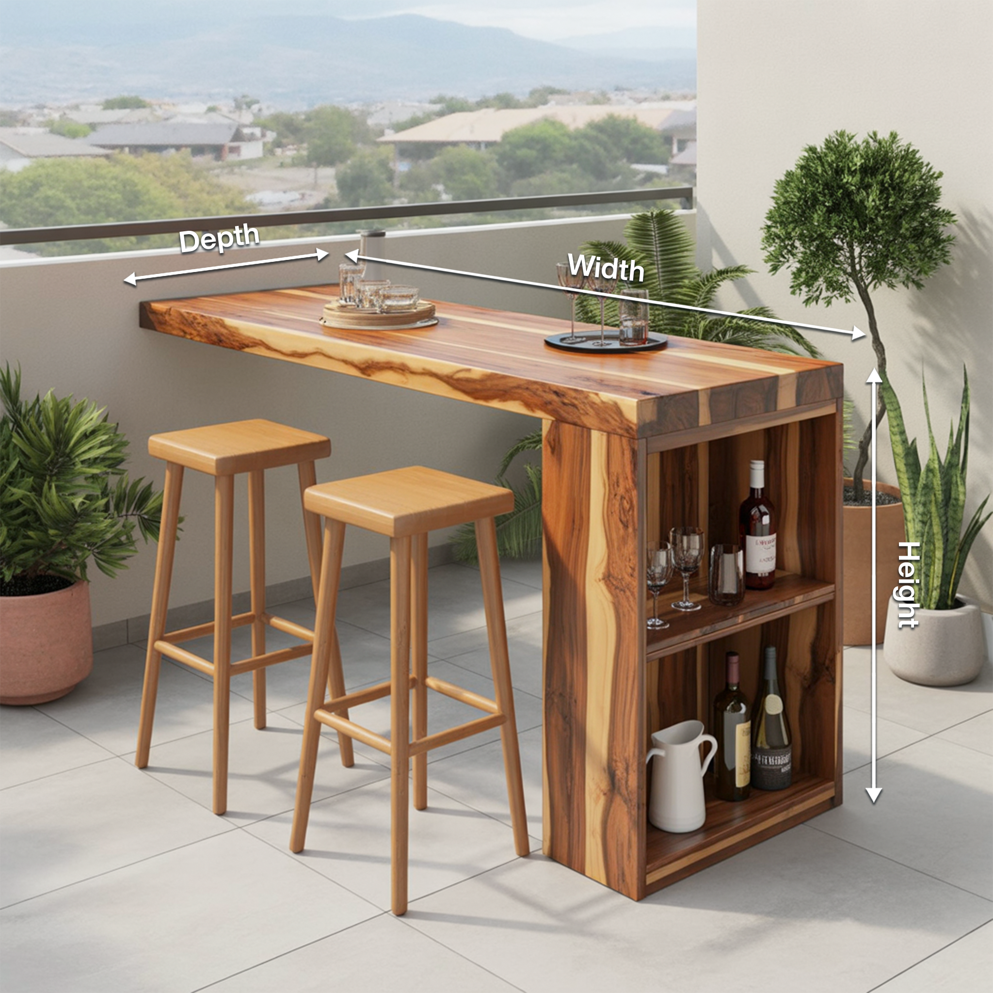 Tropical Live Edge Bar Table For Balcony Or Outdoor Patio SITHTTBTA002