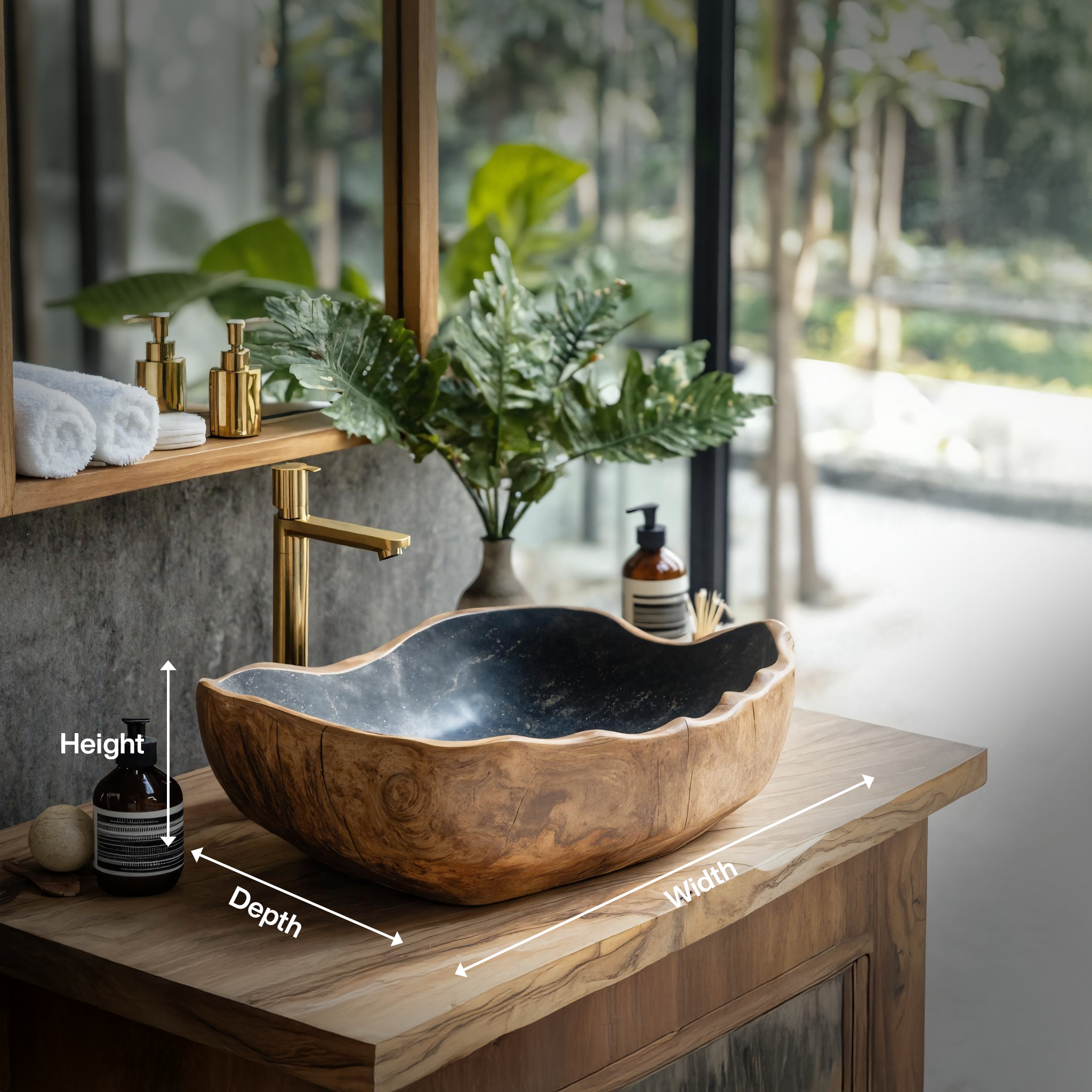 Solid Wood Sink Mid Century Look For Bathroom Interior SILDTTRVS012