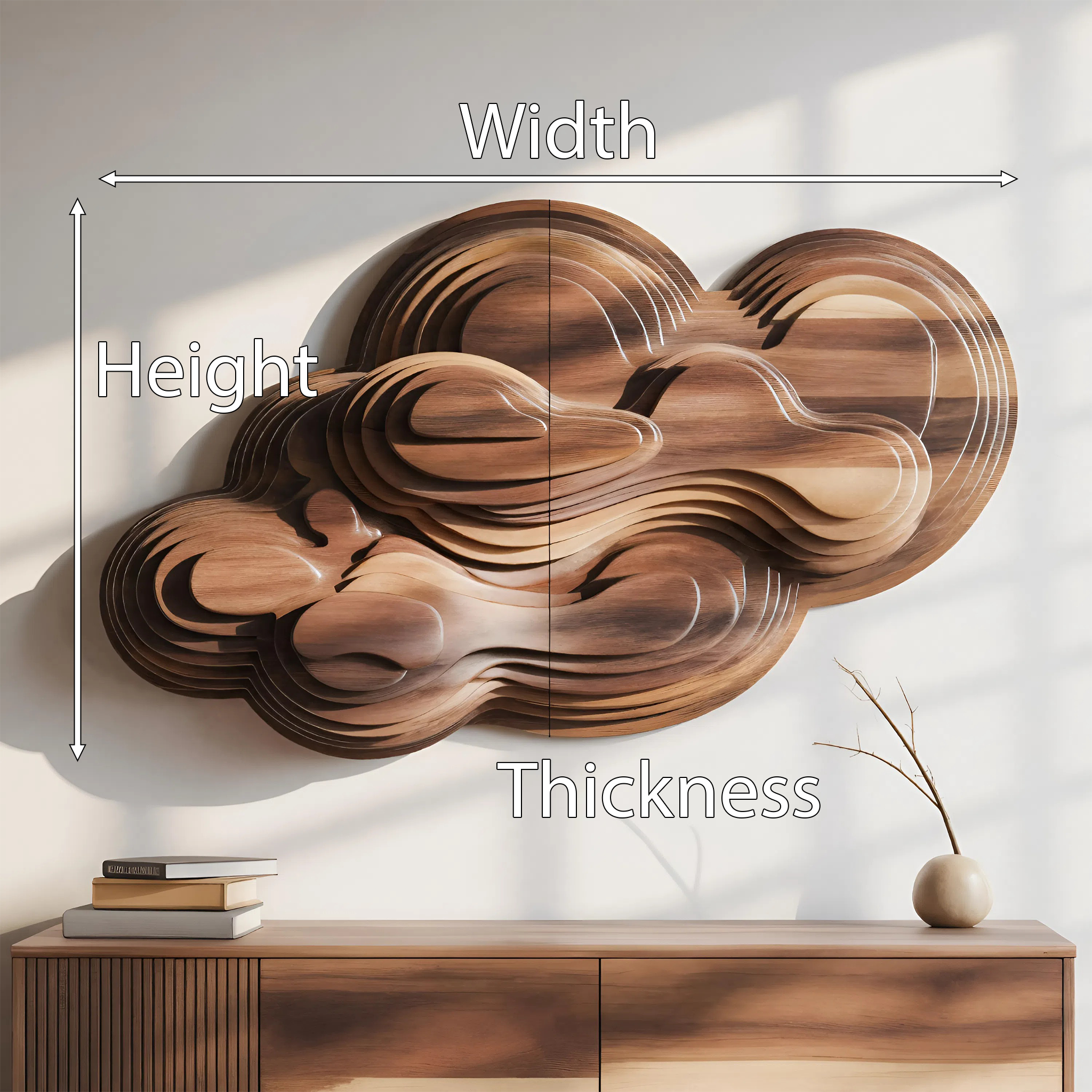 Organic Cloud Wall Sculpture With Layered Design For Bedroom SITHTTWA007
