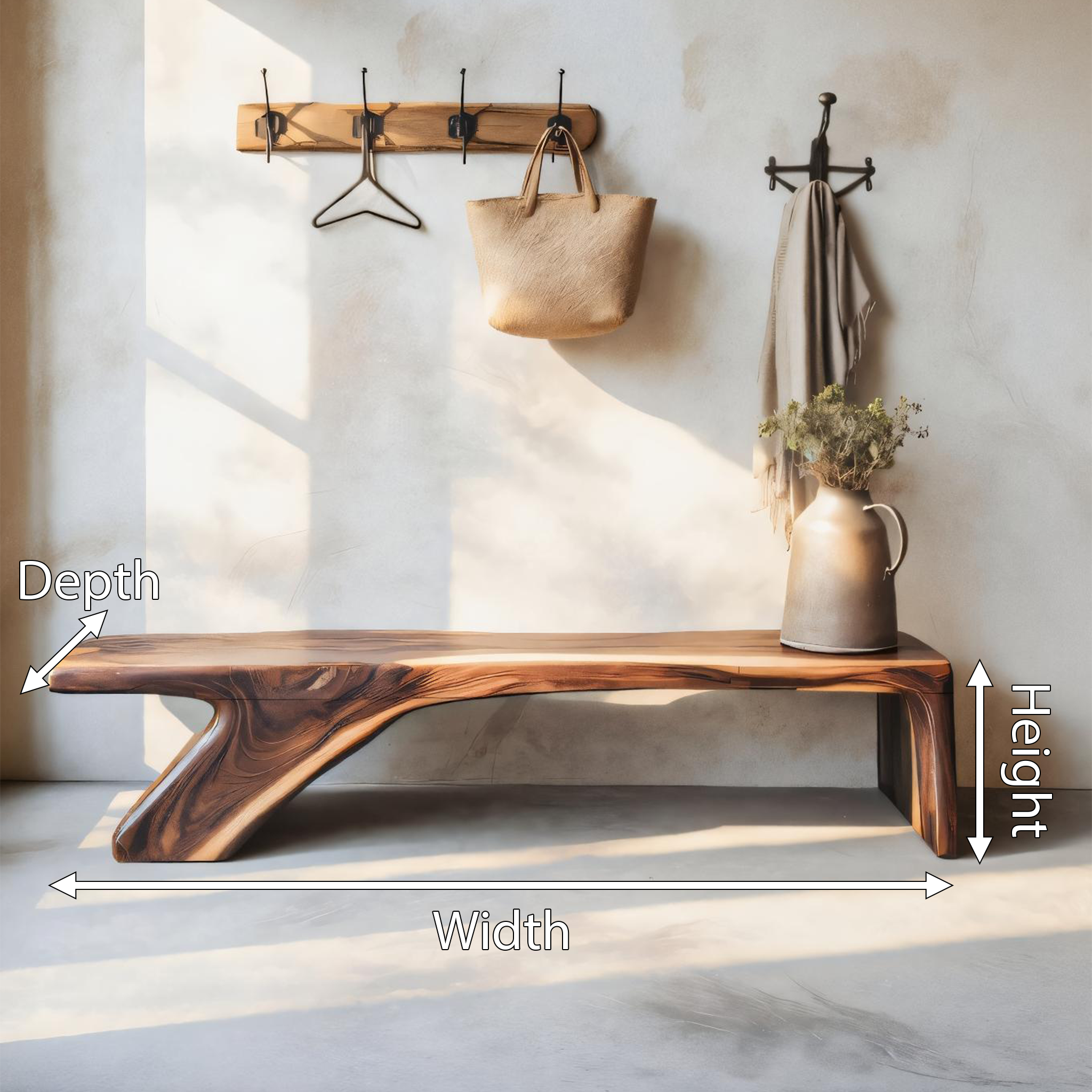 Architectural Bench With Sculpted Z Base For Entryway SITHTTCHR039