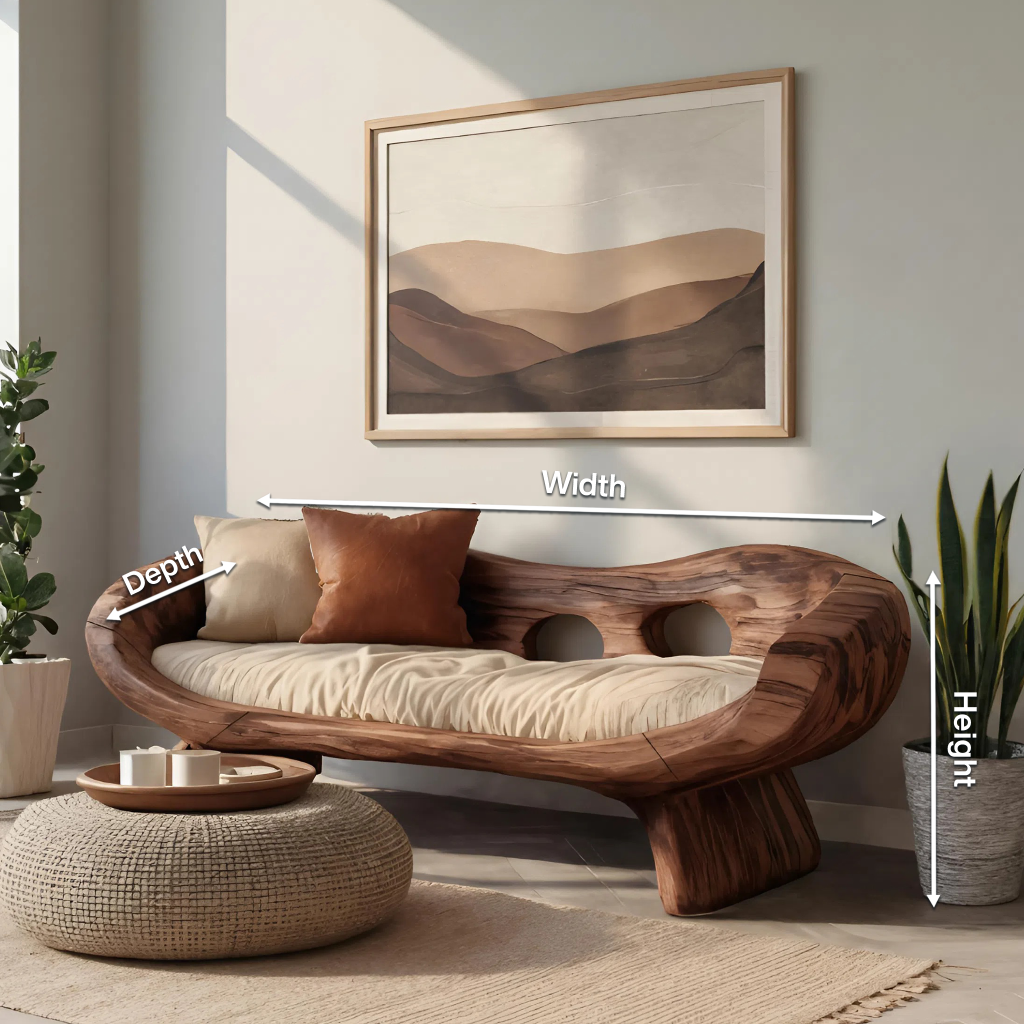 Artistic Sculptural Sofa With Curved Design For Living Room SITHTTSF023