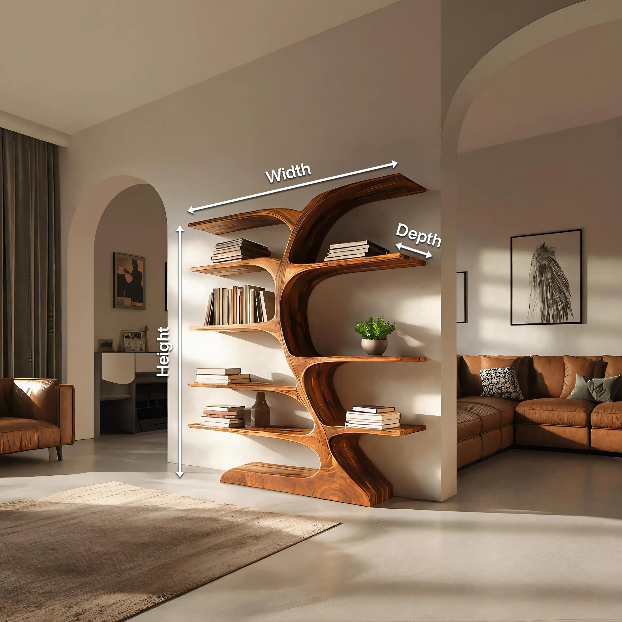 Organic Curved Bookshelf For Open Space RTTHTTBS051