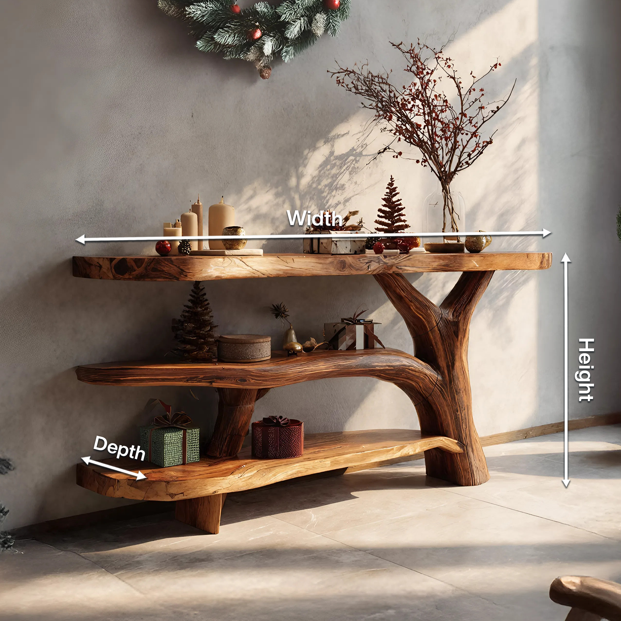 Mid Century Live Edge Console Table Organic Modern For Living Room Decor SILDTTNCS094