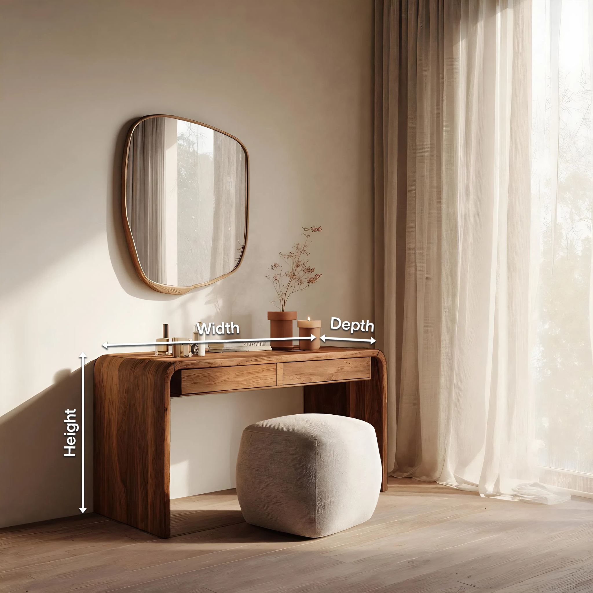 Modern Sculptural Vanity Table For Bedroom Interior RTTHHNVAN013