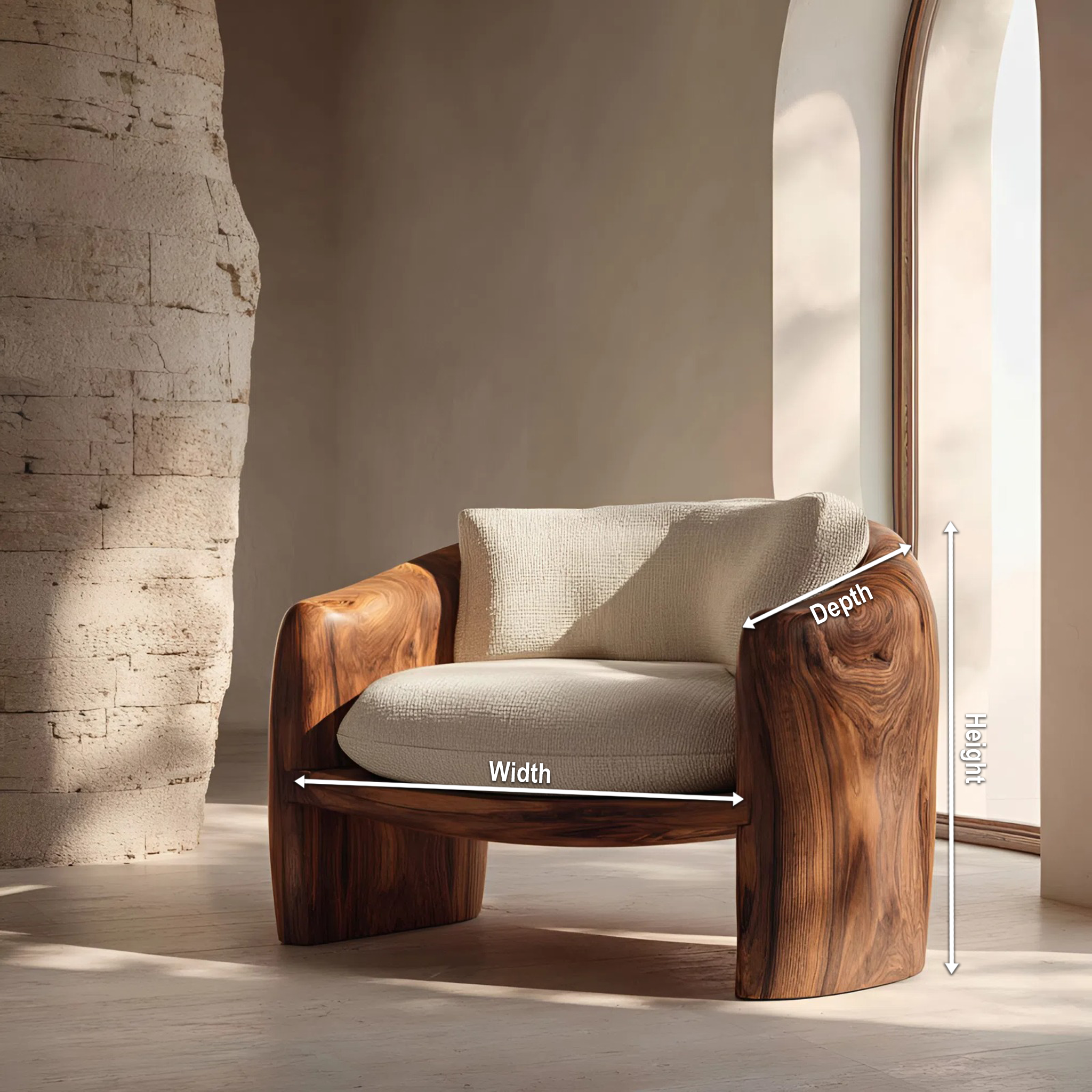 Modern Organic Lounge Chair Sculptural Form For Living Room RTTHHNCHR081