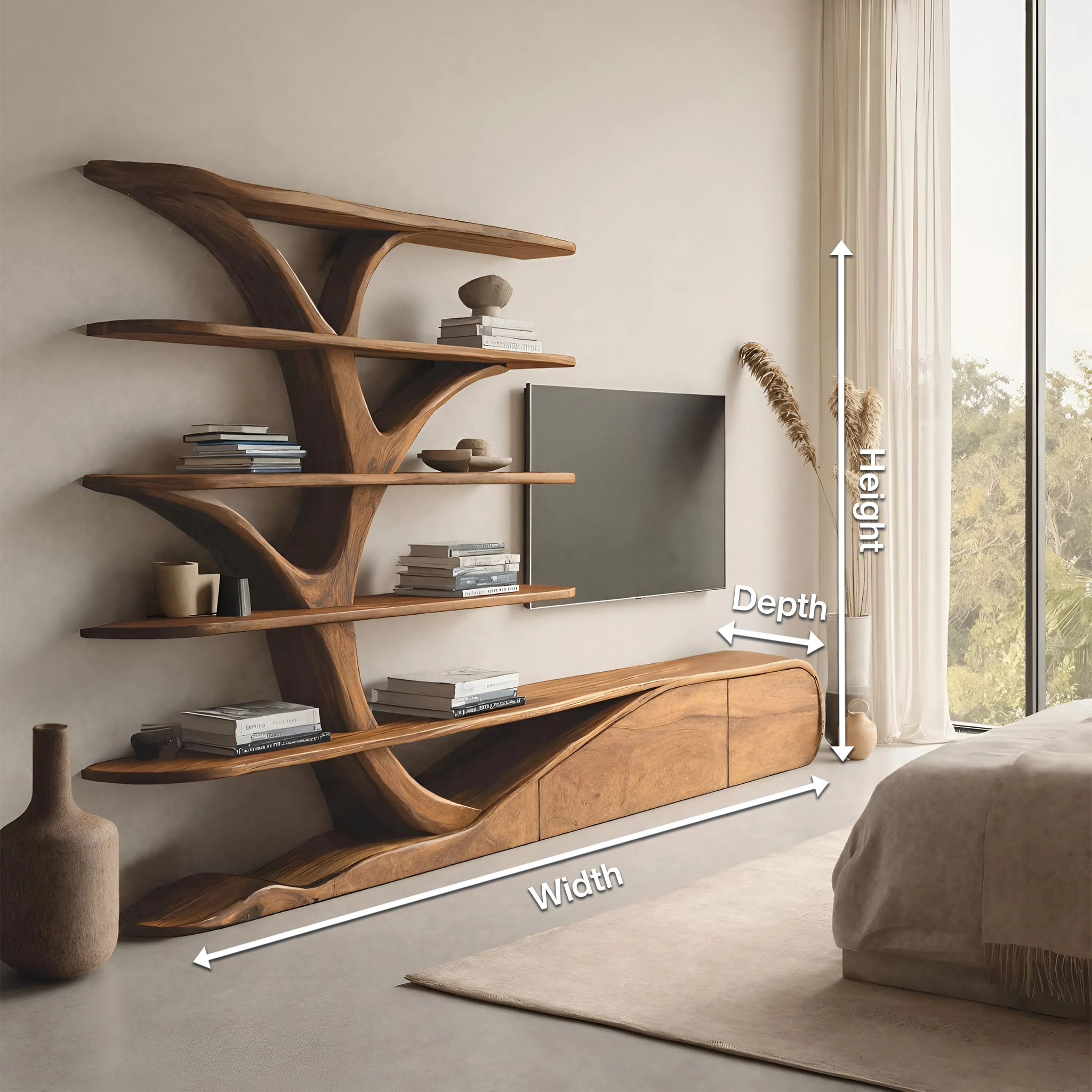 Modern Organic Tree Inspired Media Console For Living Room SITHHNTVC044