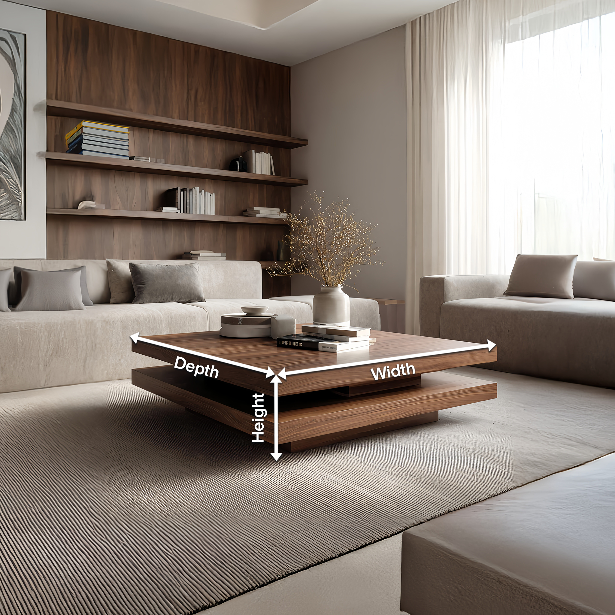 Modern Rustic Wooden Live Edge Coffee Table For Living Room SILDTTRCF045