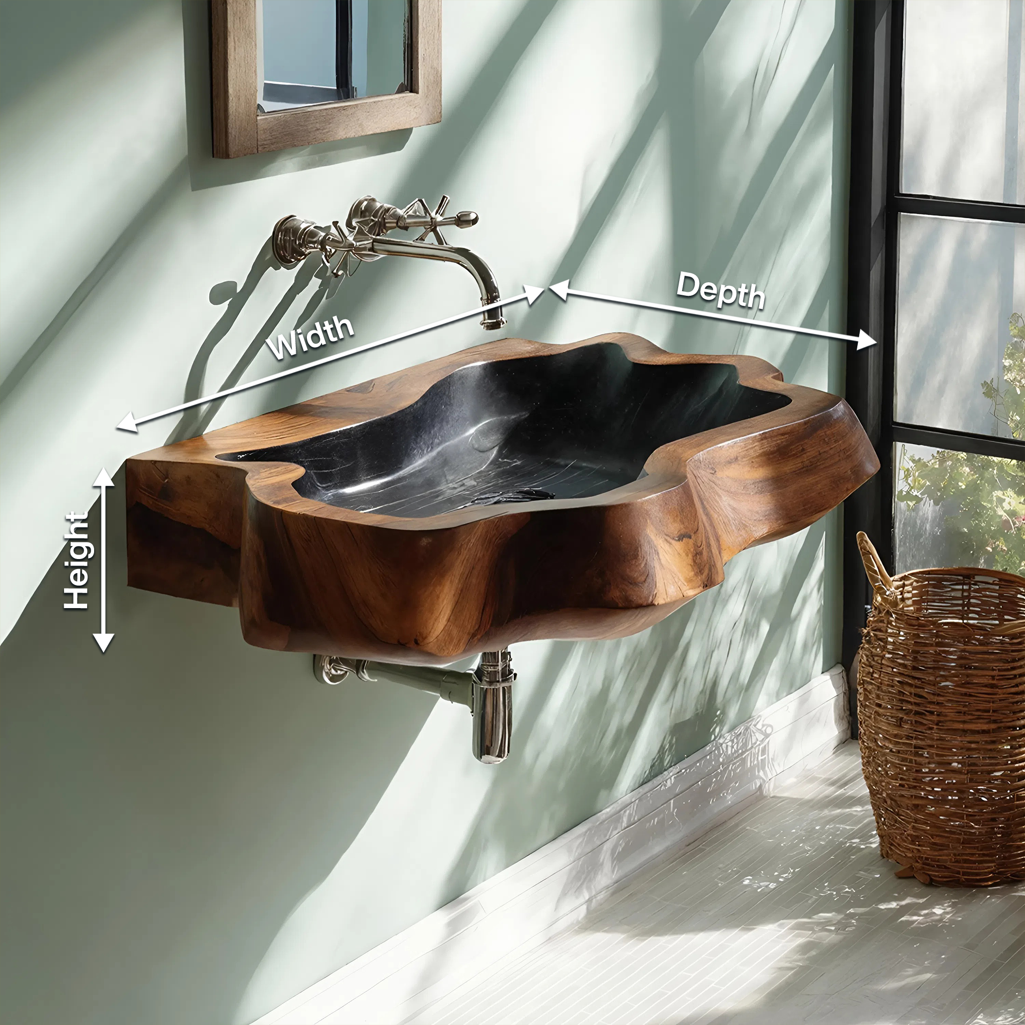 Farmhouse Wall Mounted Wooden Bathroom Sink For Classic Bathroom Design SILDTTNVS042