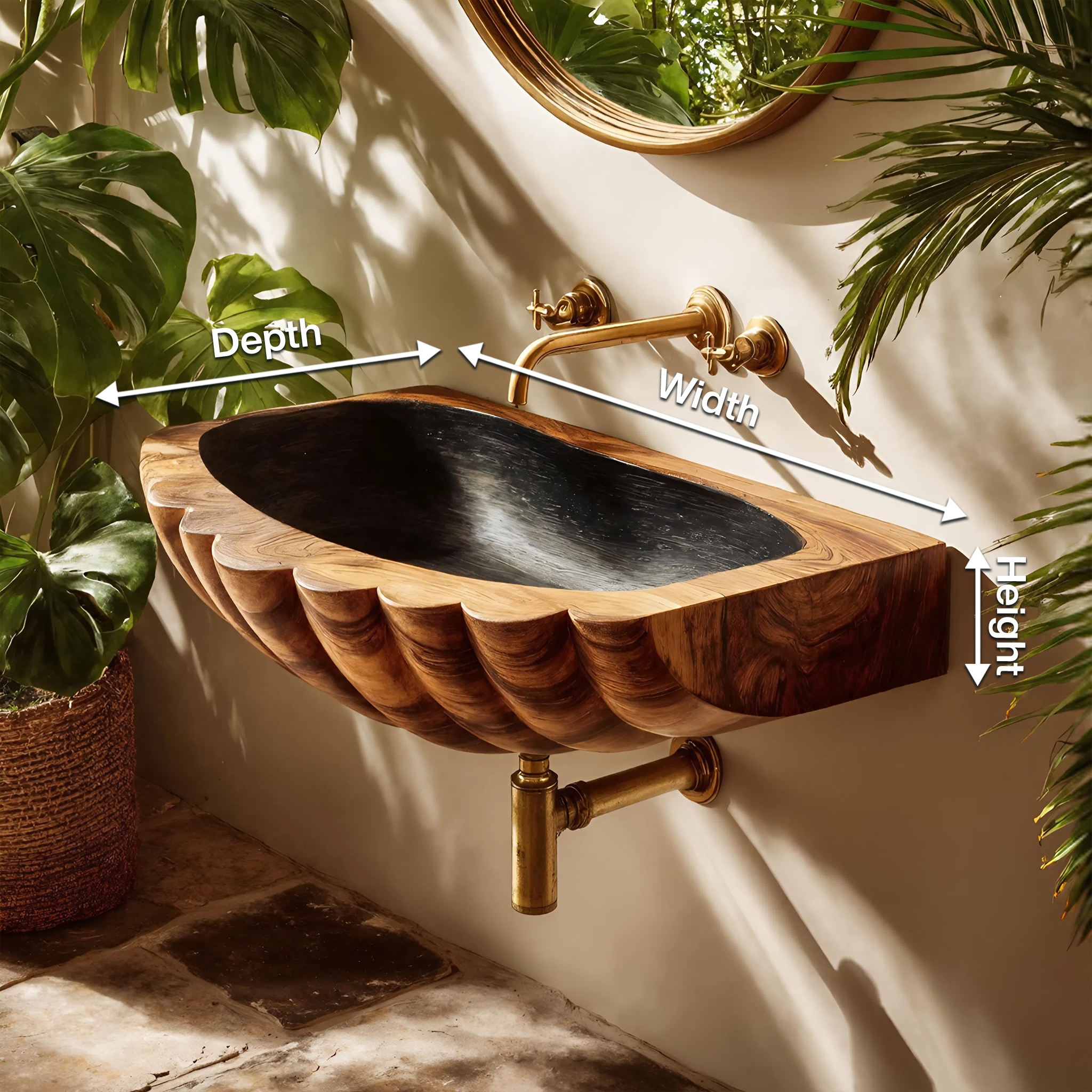 Farmhouse Wall Mounted Wooden Bathroom Sink For Rustic Bathroom Decor SILDTTNVS034