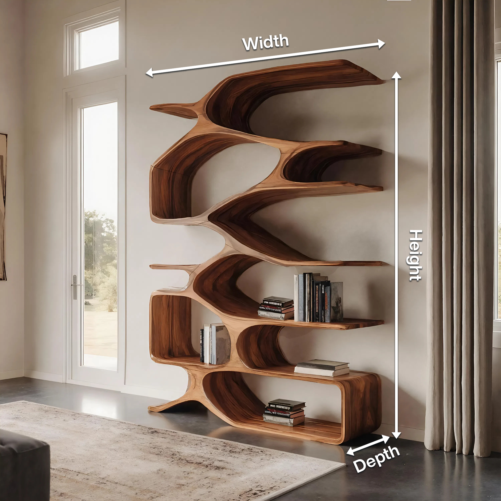 Organic Sculptural Bookshelf For Living Decor RTTHHNBS092