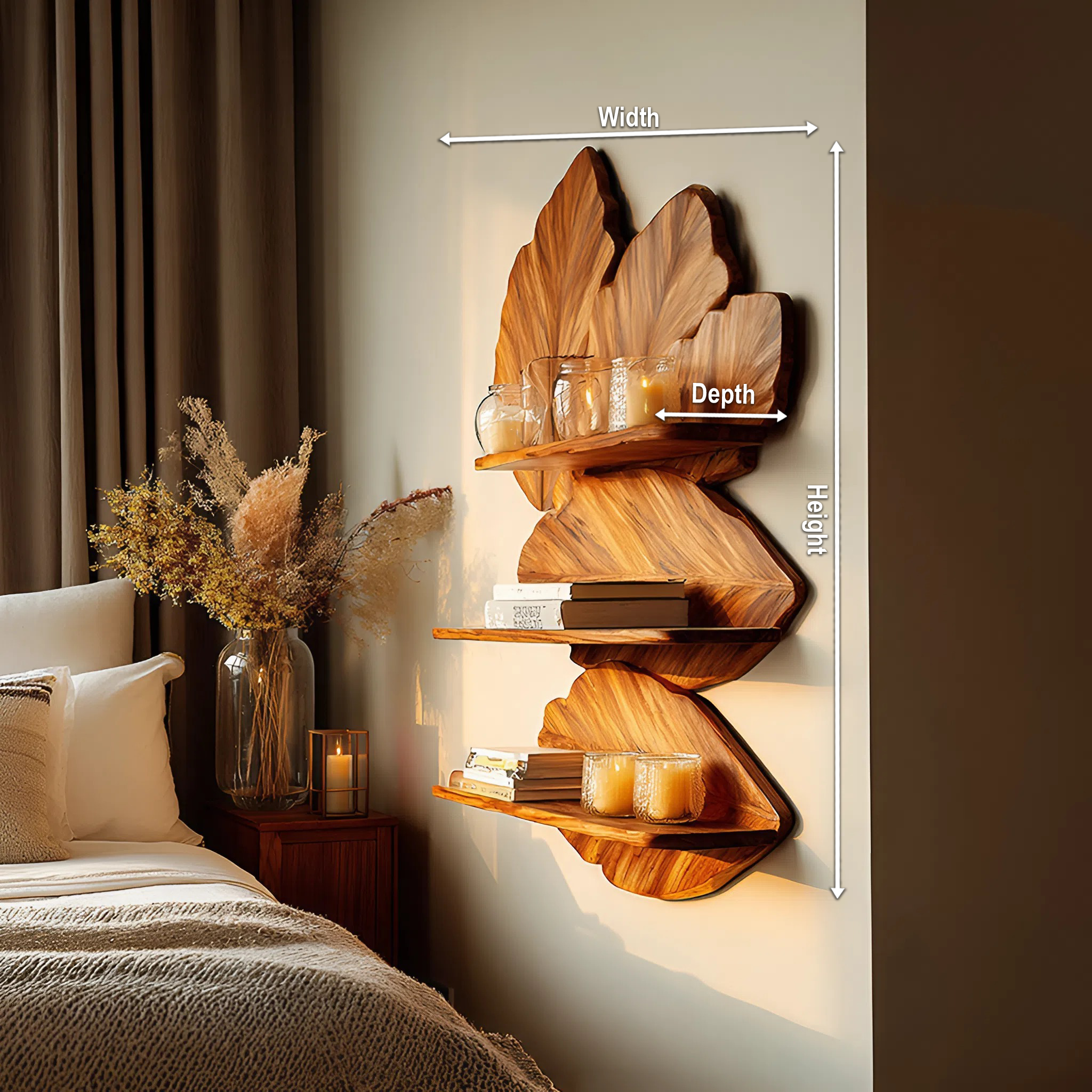 Modern Live Edge Floating Shelf For Bedroom Wall Decor Storage SILDTTRWMS014
