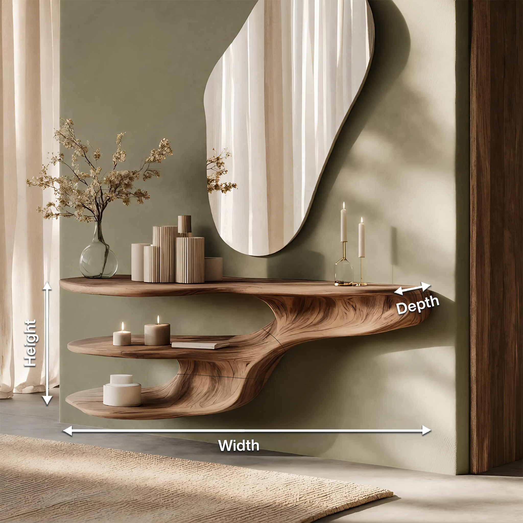Rustic Solid Wood Vanity For Bedroom Makeup Organization SILDTTNMV009