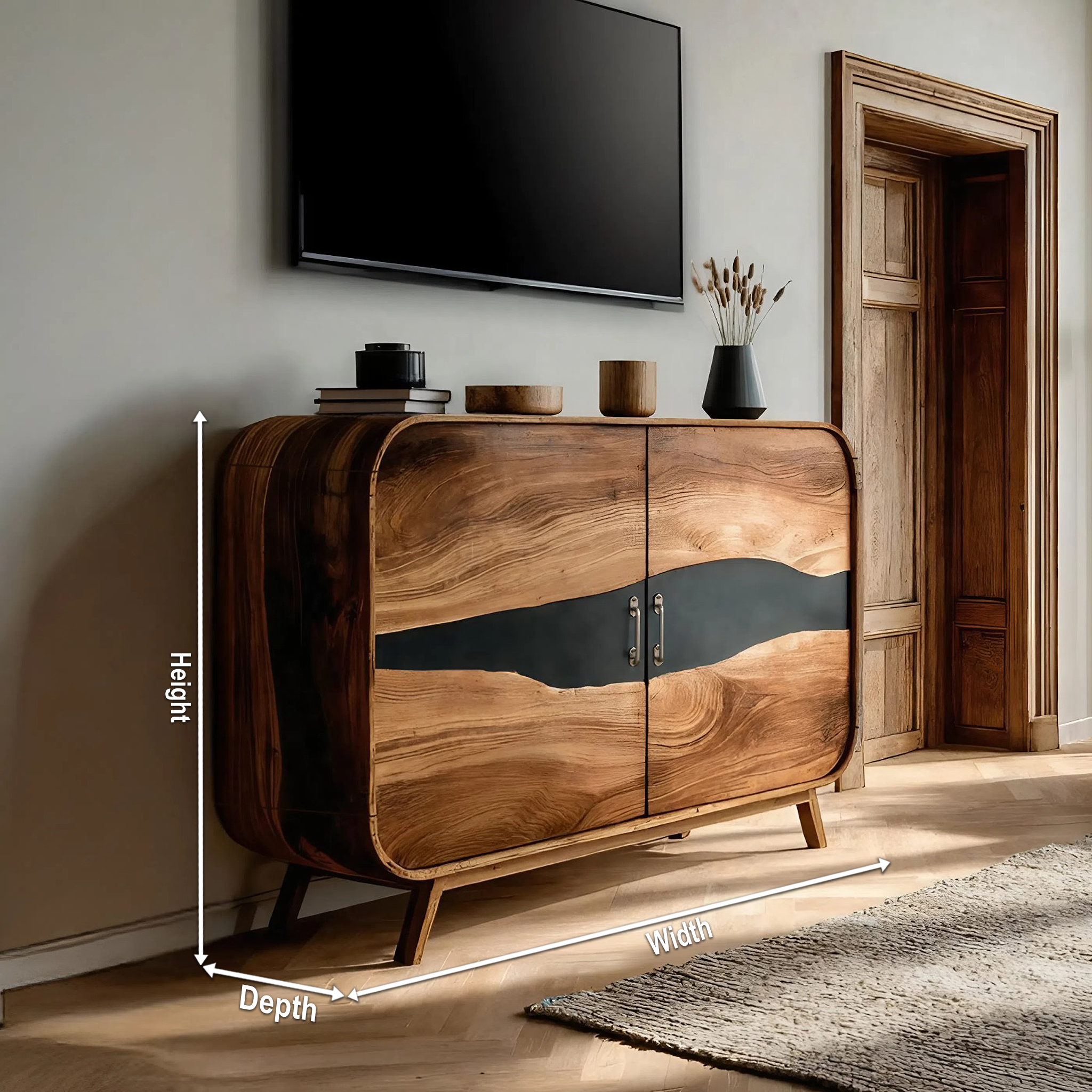 Farmhouse Live Edge Media Console For Entryway Decor SILDTTNTVC115