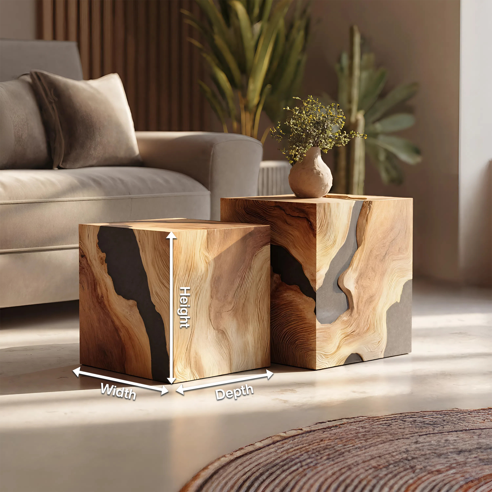 Handcrafted Solid Wood Square Table For Entryway Design SILDTTNCF038