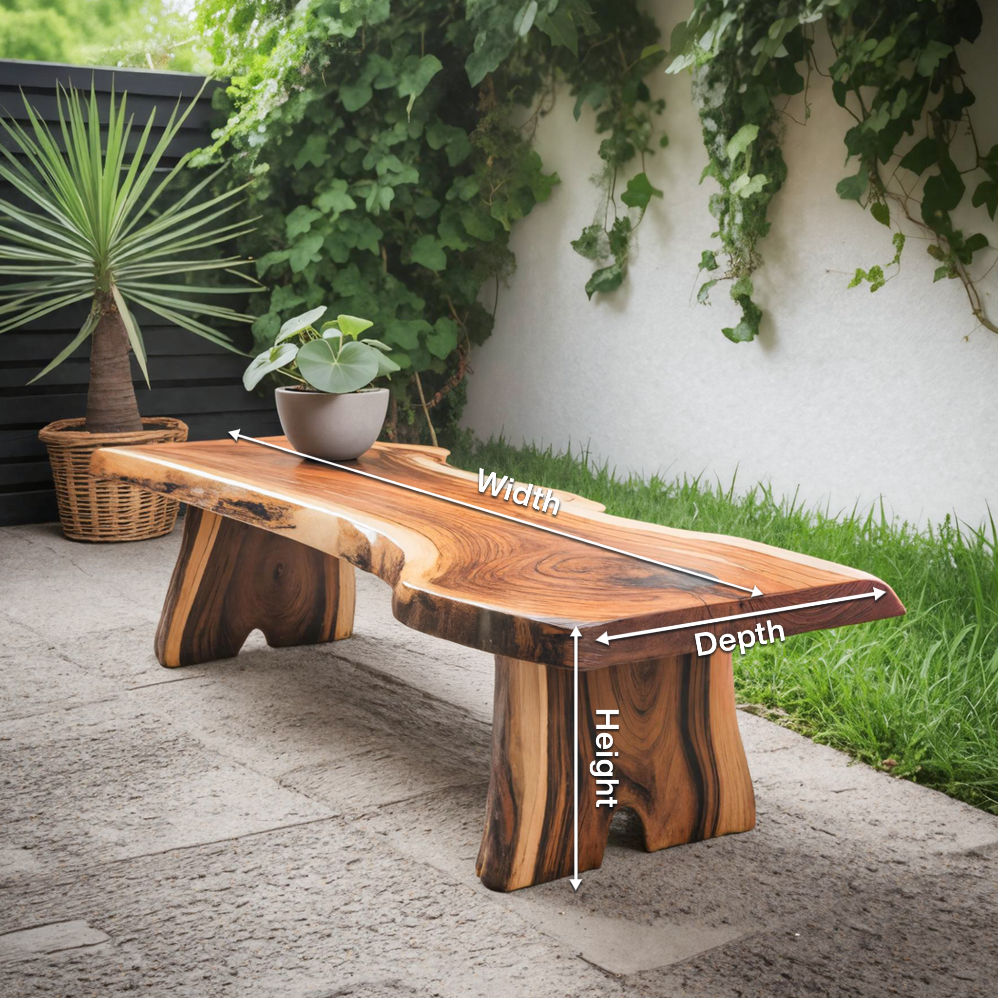 Minimalist Live Edge Outdoor Bench For Entryway Or Patio SITHTTCHR021