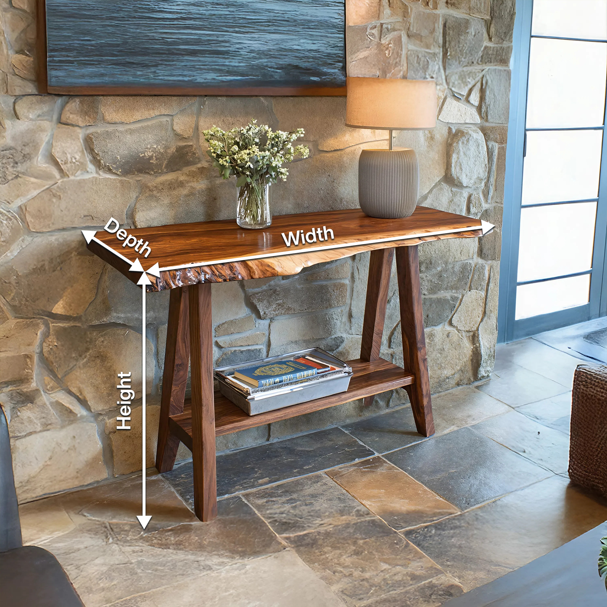 Mid Century Solid Wood Console Table For Furniture Decor SILDTTRCS044