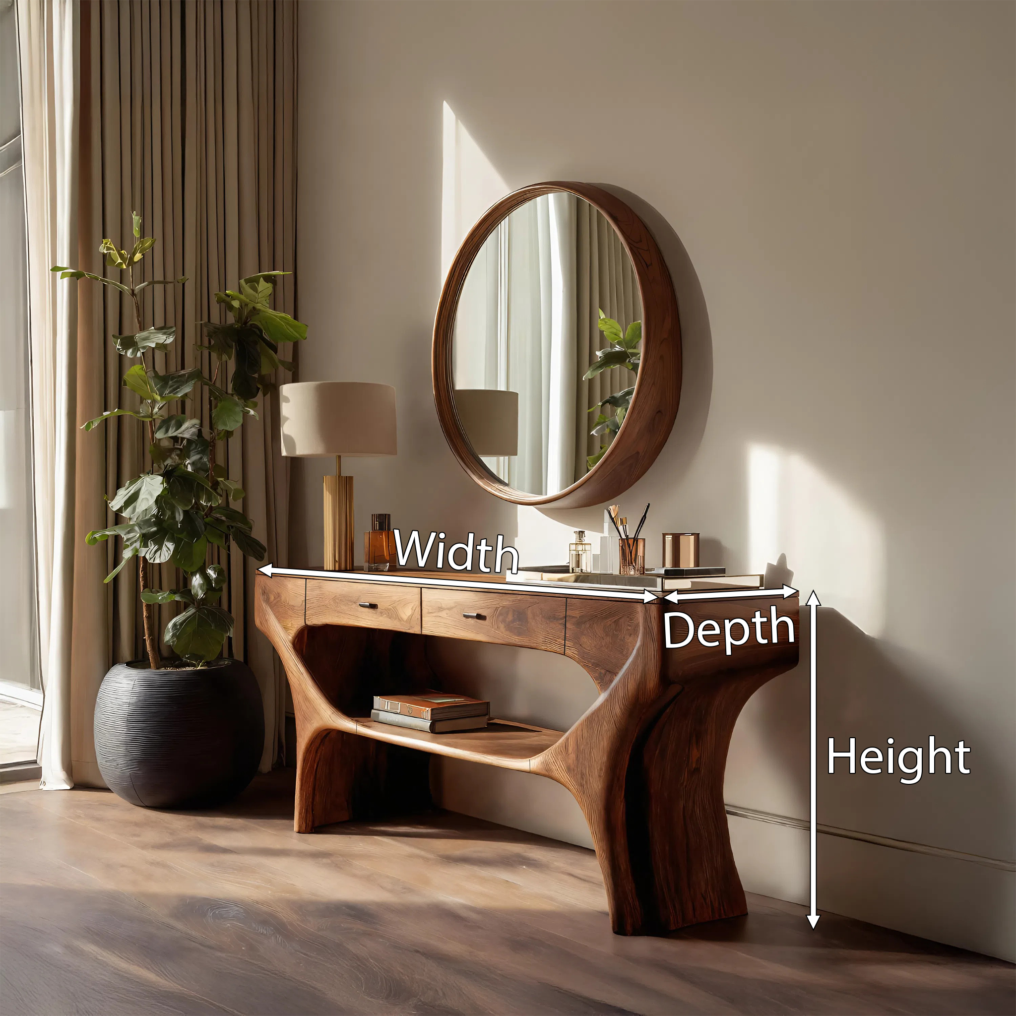 Artistic Handmade Vanity Table With Drawers For Bedroom SITHTTMV002
