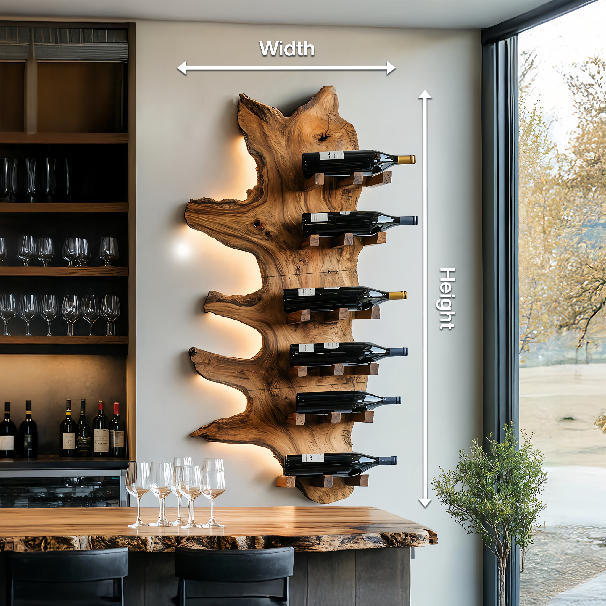 Modern Live Edge Wine Rack For Furniture Decor And Wine Shelf SILDTTRWH058