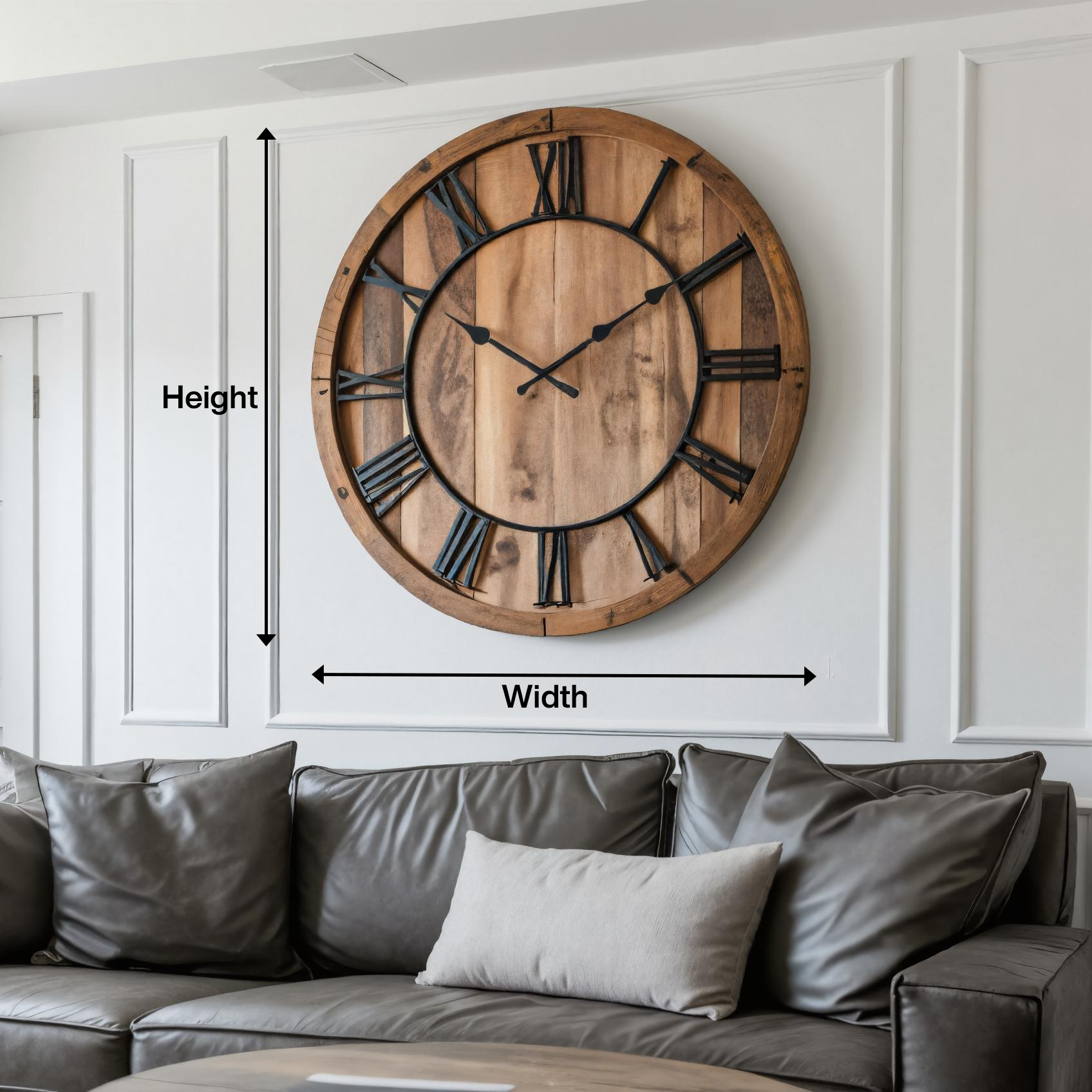 Oversized Rustic Wall Clock With Roman Numerals For Living Room And Entryway SITHTTWAC001
