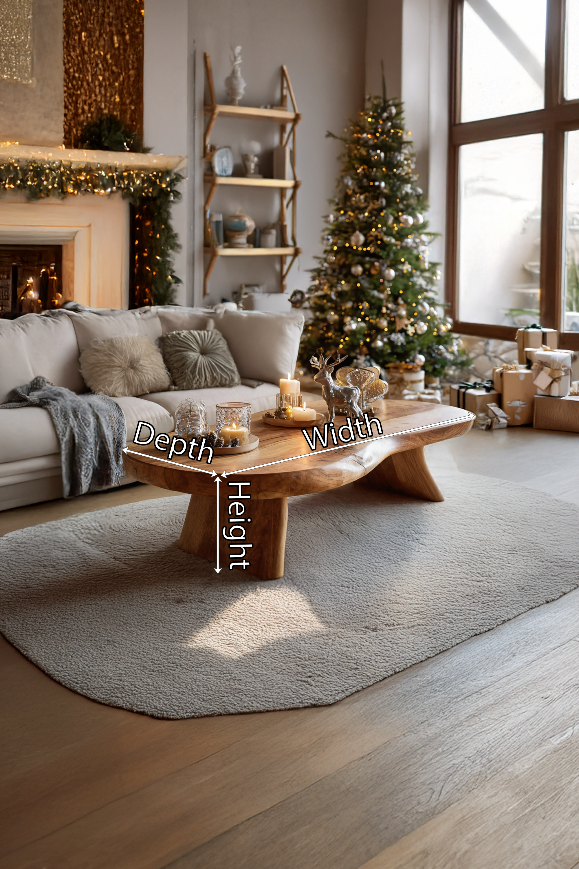 Handcrafted Rustic Solid Wood Coffee Table For Christmas Accent SILDTTRCCF013