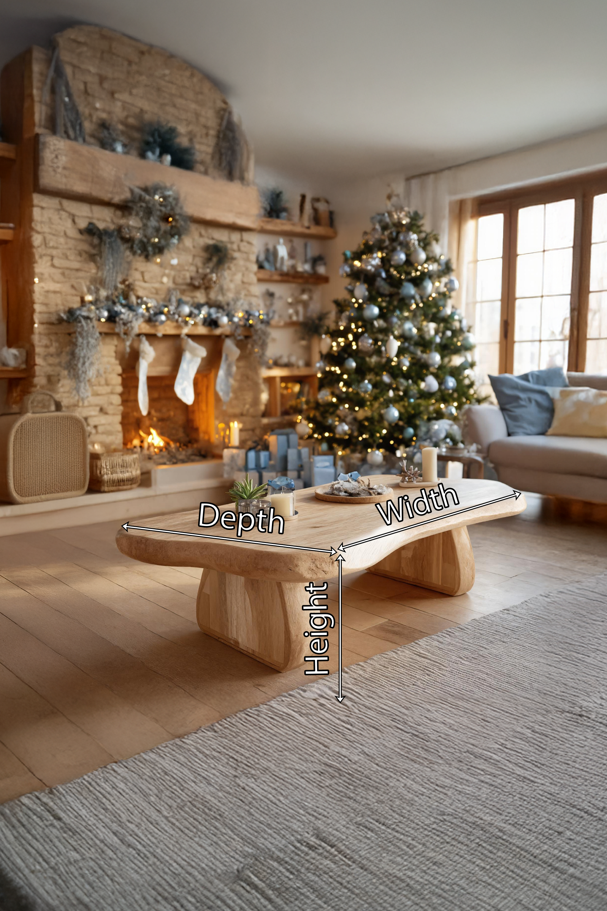 Rustic Farmhouse Solid Wood Coffee Table For Christmas Furniture Accent SILDTTRCCF031
