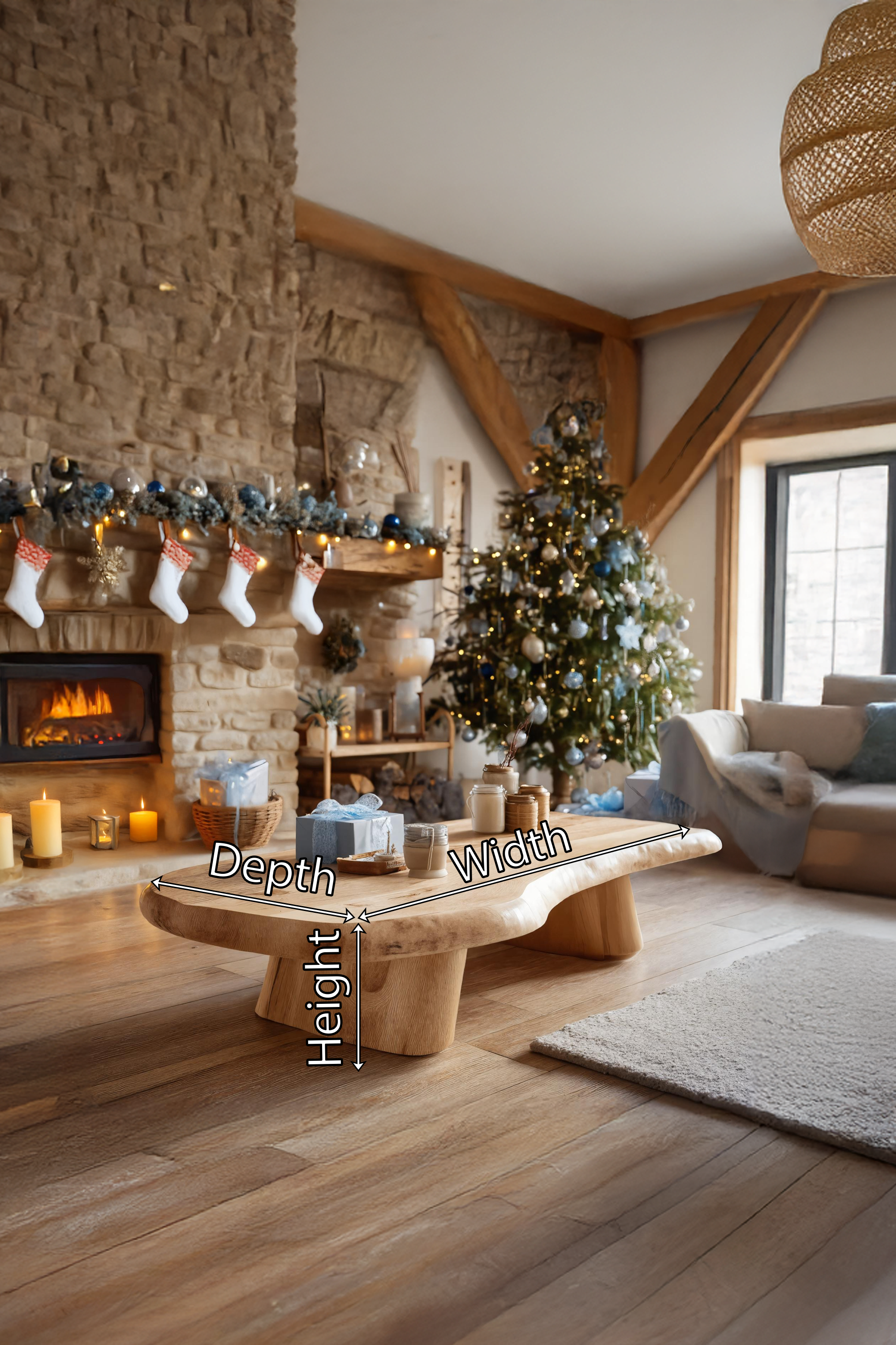 Rustic Wooden Live Edge Coffee Table For Christmas Furniture And Decor SILDTTRCCF033