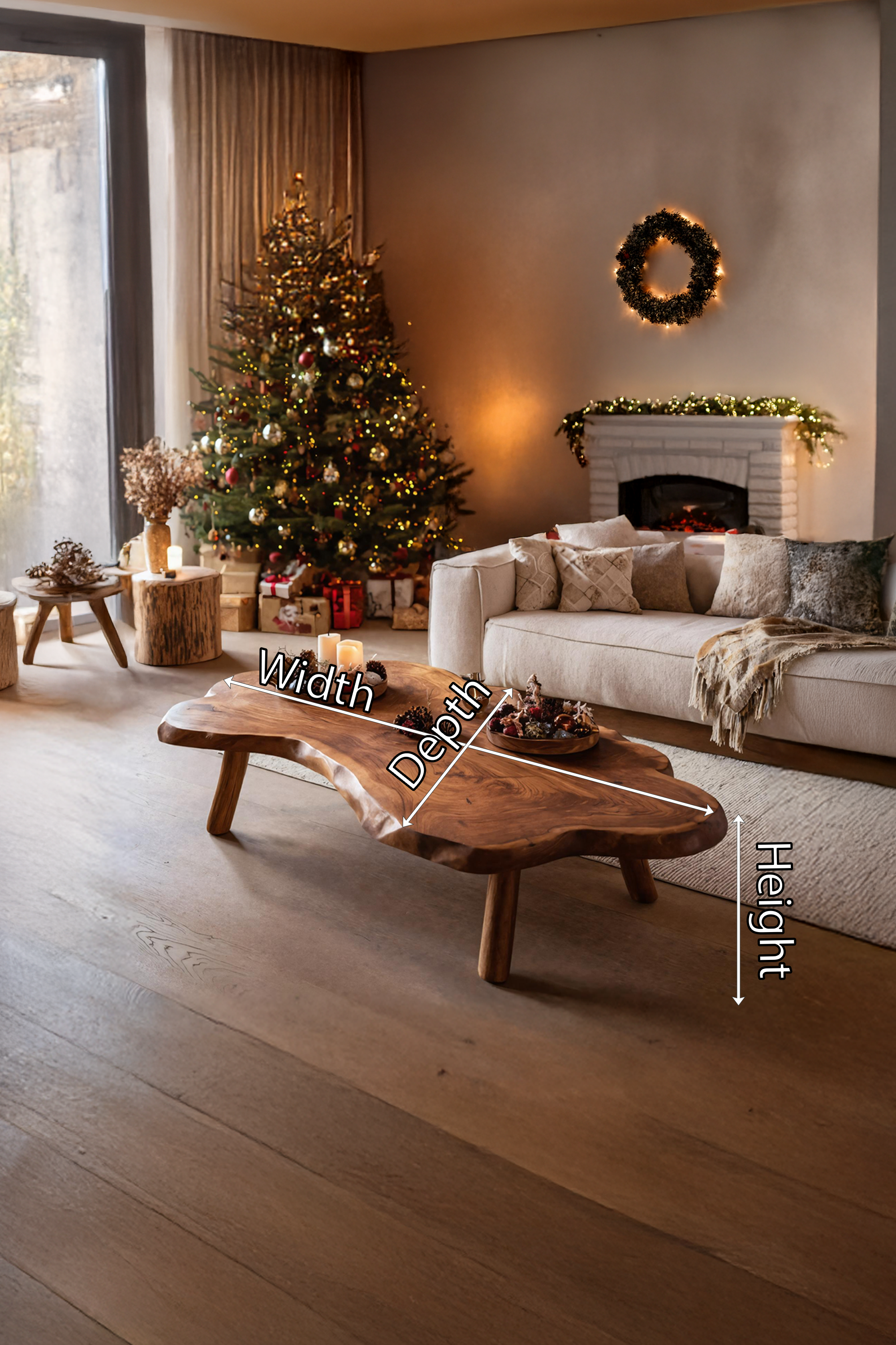 Farmhouse Wooden Live Edge Coffee Table For Holiday Home Style SILDTTRCCF006