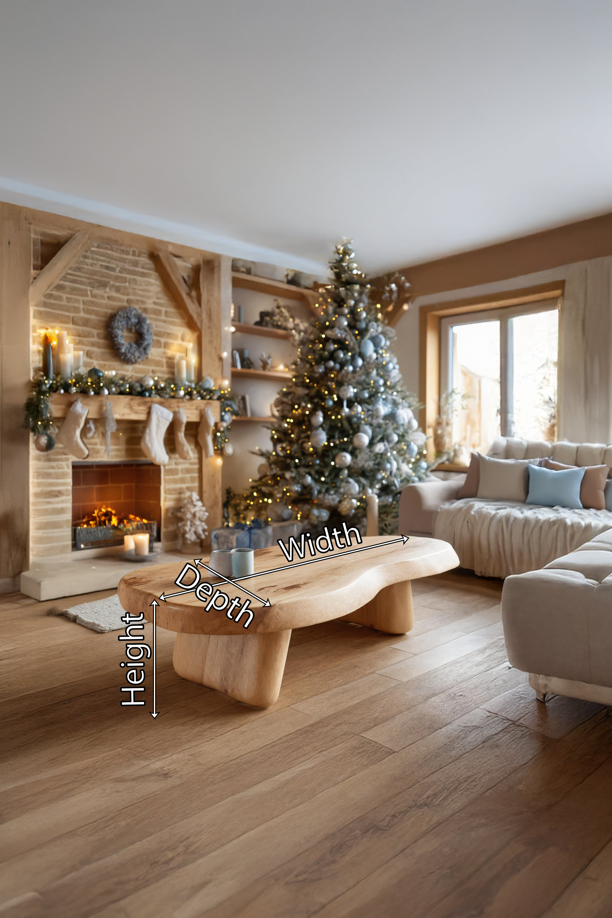 Farmhouse Solid Wood Live Edge Coffee Table For Christmas Decor Ideas SILDTTRCCF027