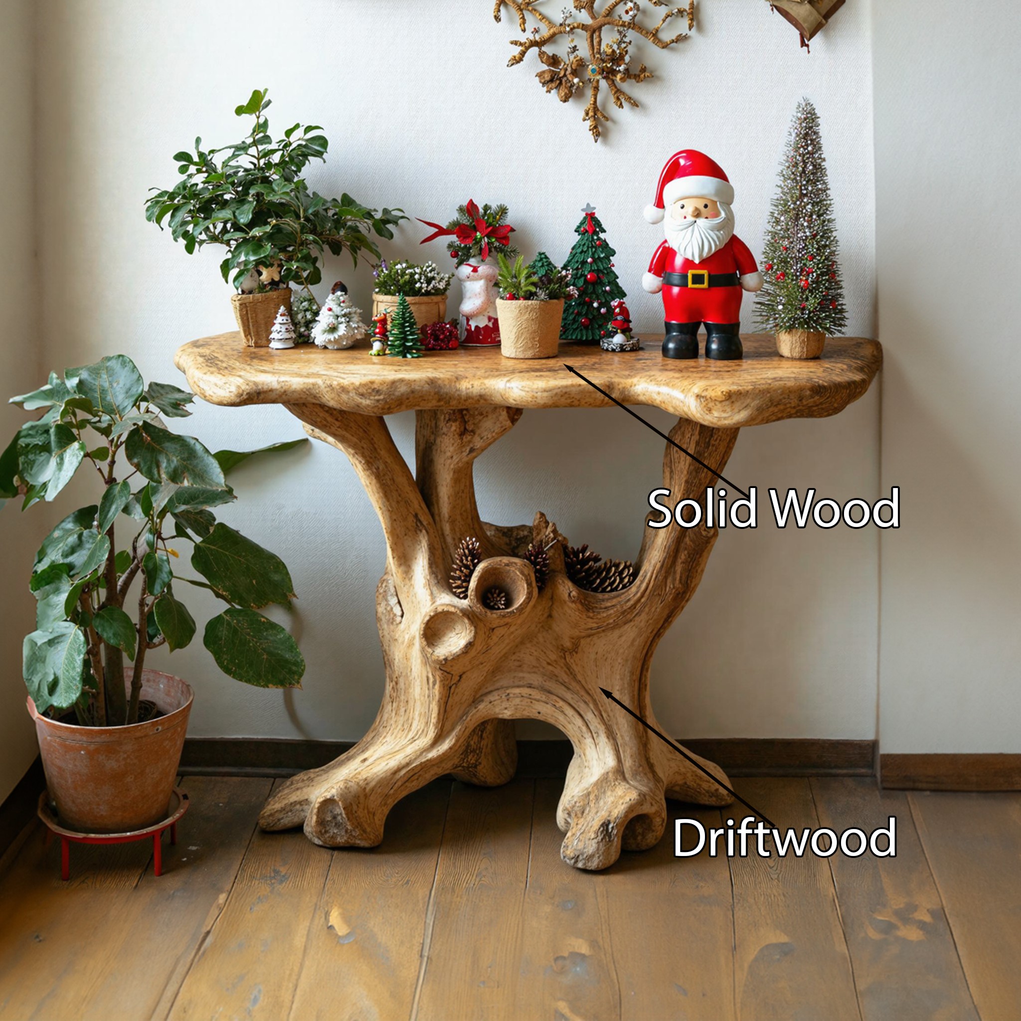 Rustic Wood End Table Small Side Table Christmas Decor SILDTENC007
