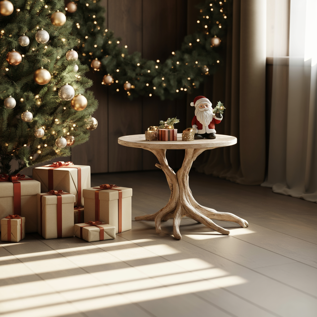 Rustic Round End Table For Entryway Design Christmas Furniture Decor SILDTTRENC012