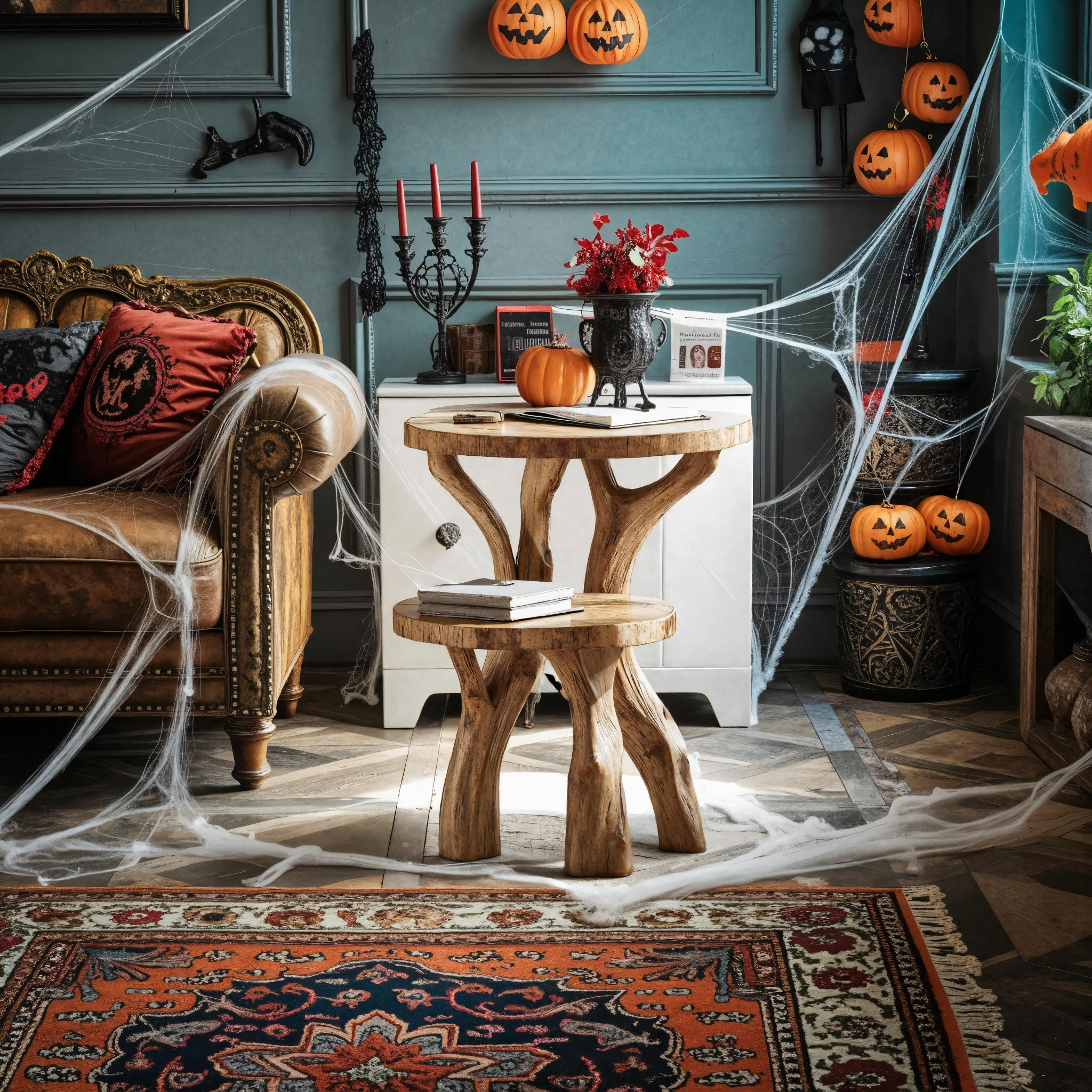 Farmhouse Wooden Live Edge End Table For Living Room Halloween Decor SILDTTNHEN001