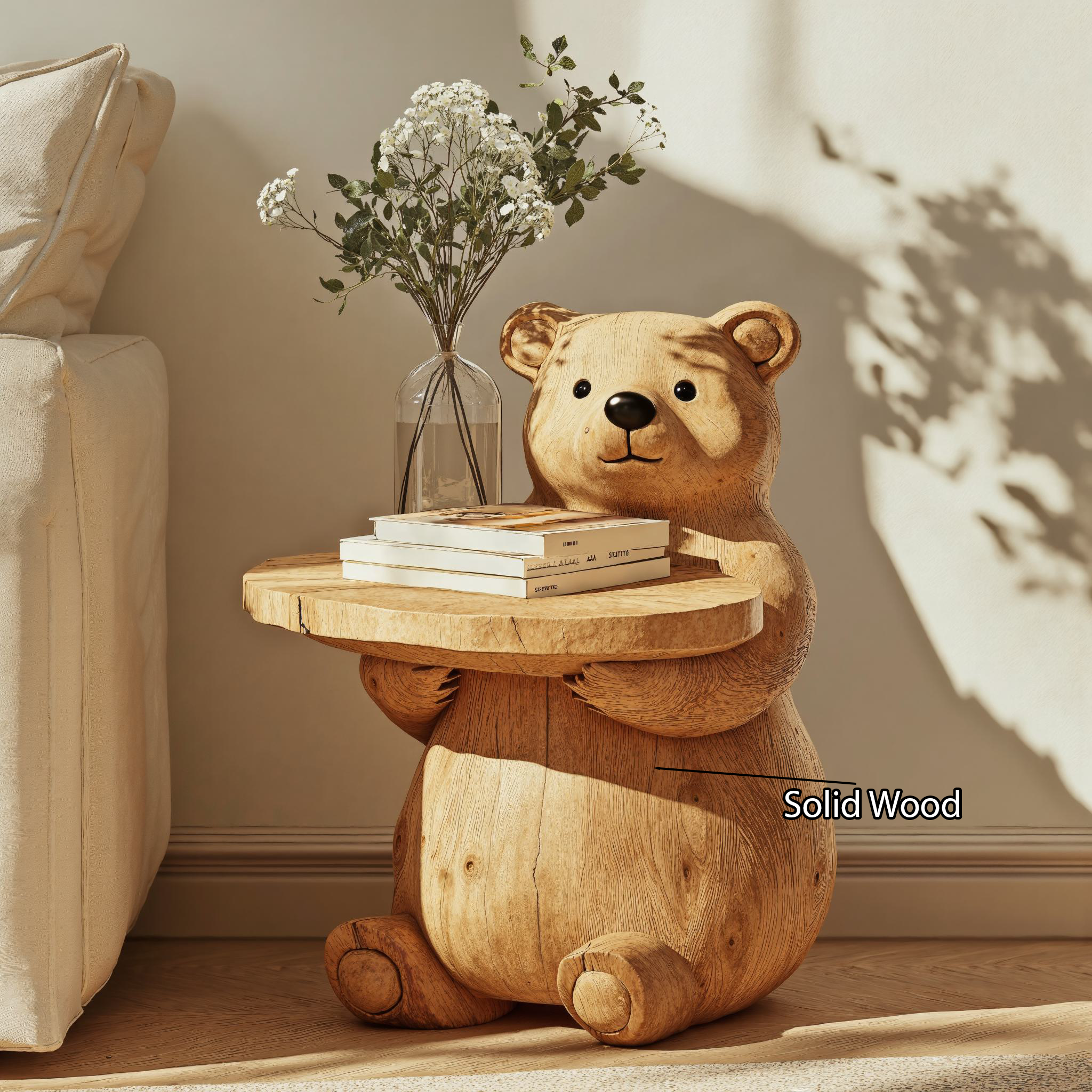 Rustic Wood End Table Bear Side Table SILDTEN075