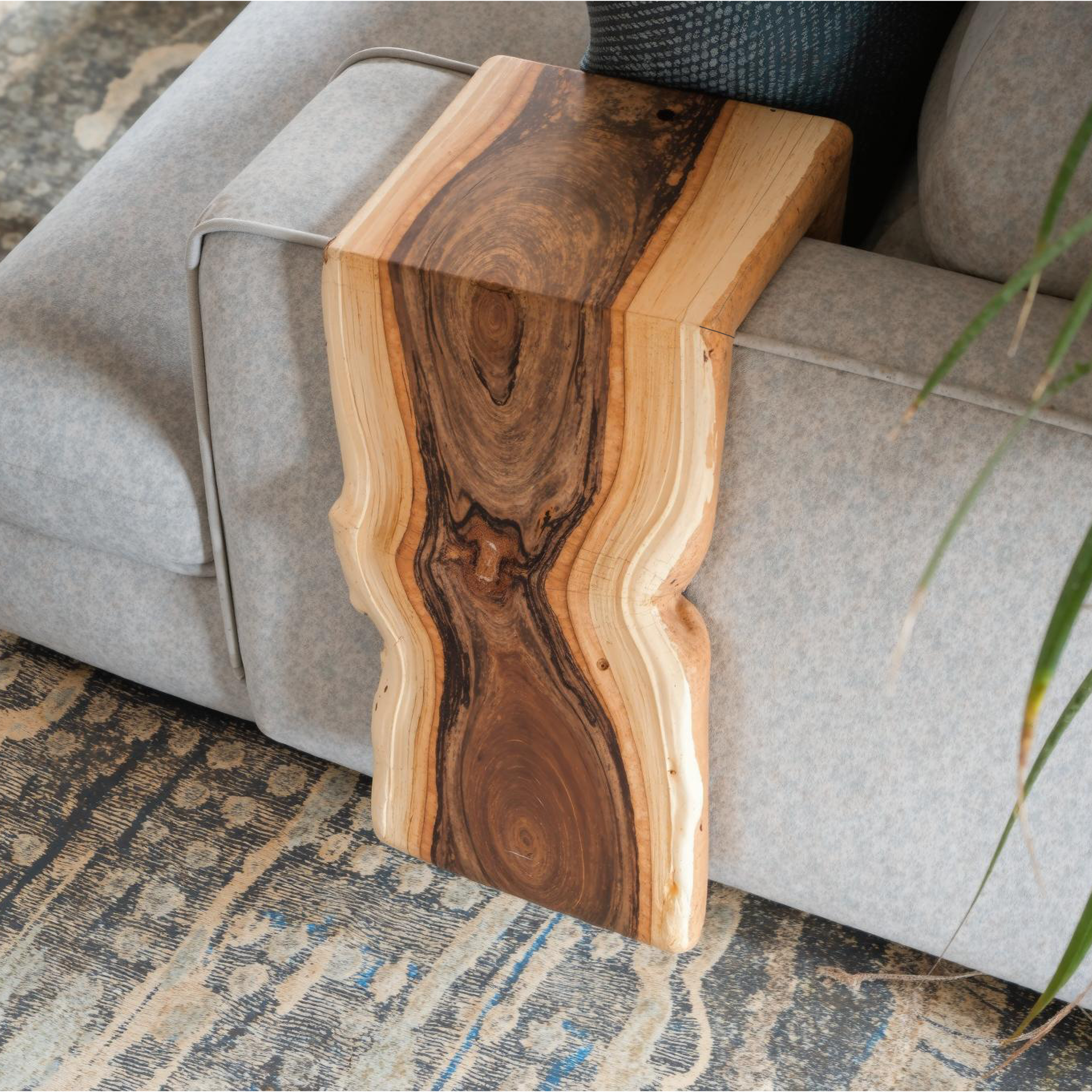 Handcrafted Sofa Armrest Table With Functional Storage Space SILDTAR011