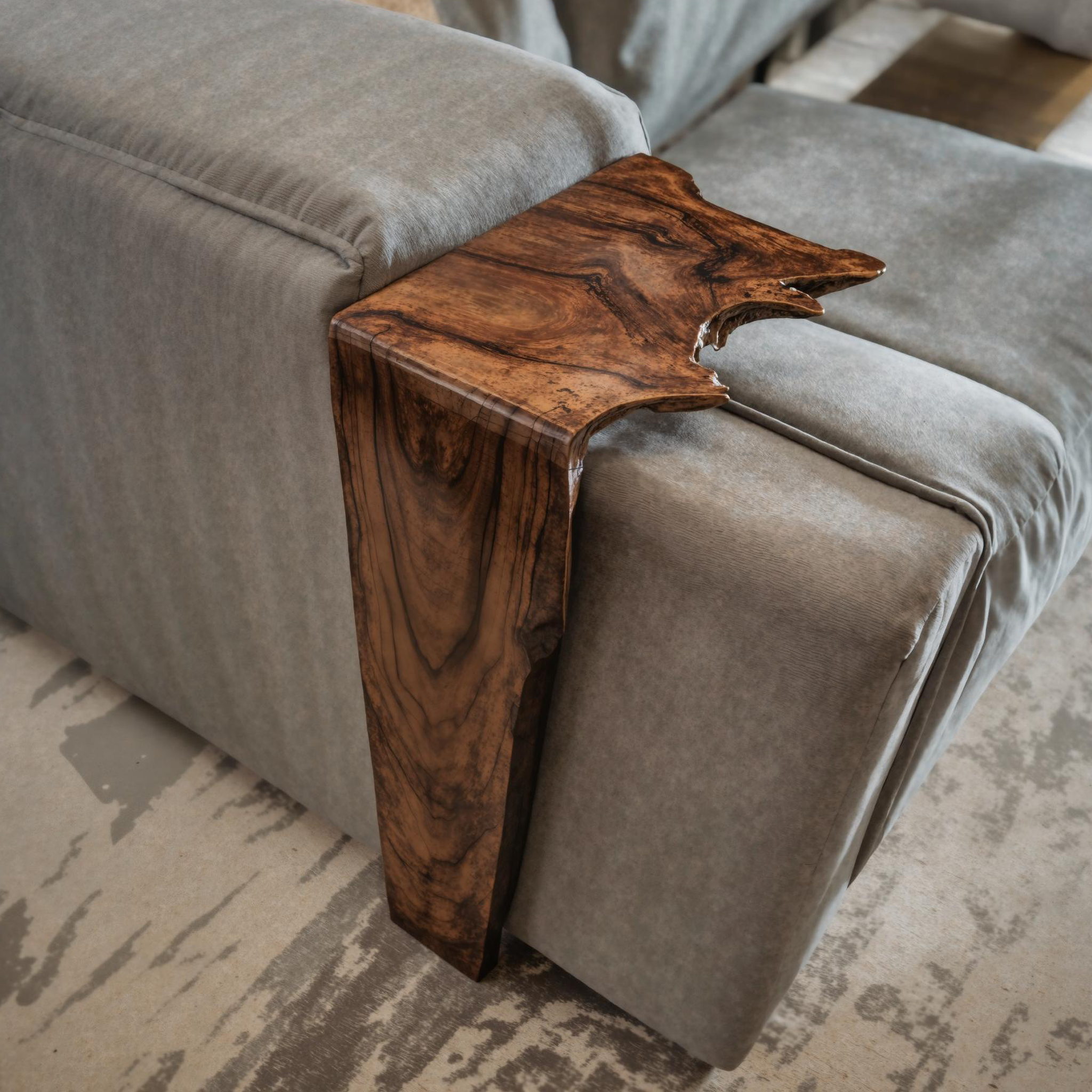 Handcrafted Sofa Armrest Table With Rustic Charm SILDTAR004