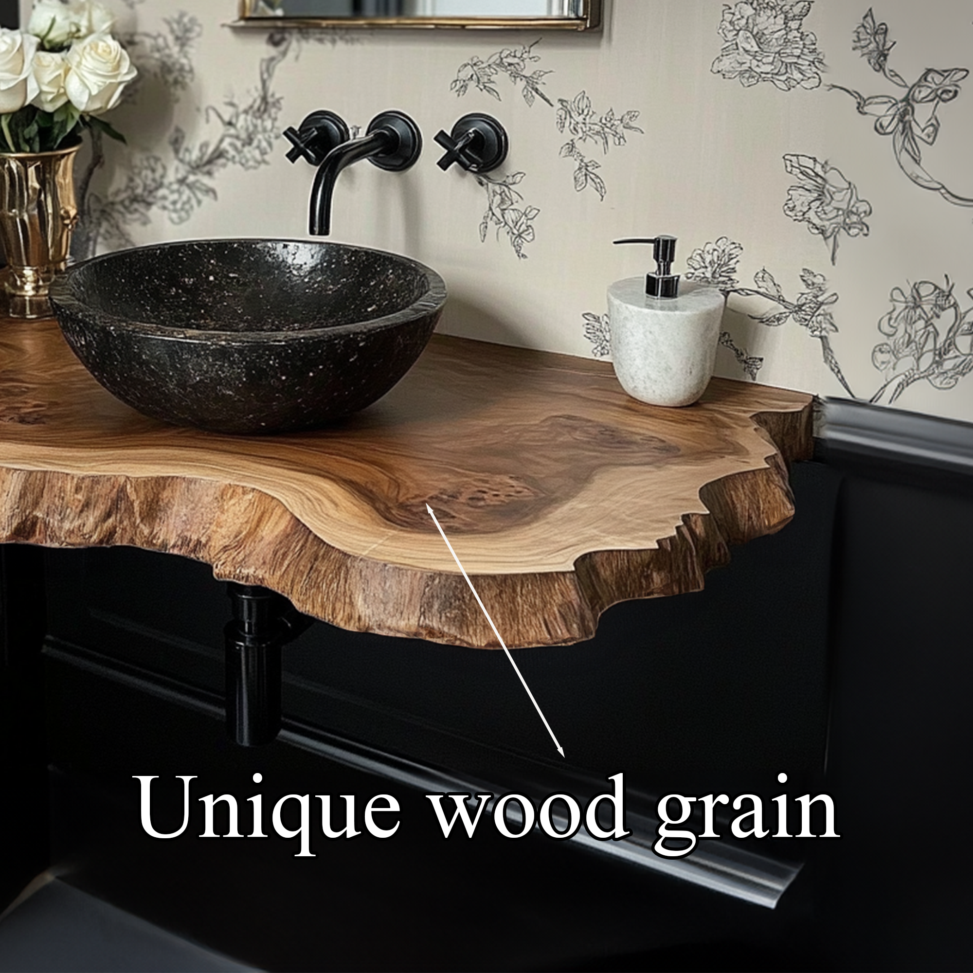 Wood Live Edge Bathroom Vanity Handcrafted Under Sink Shelf SINLBRV029