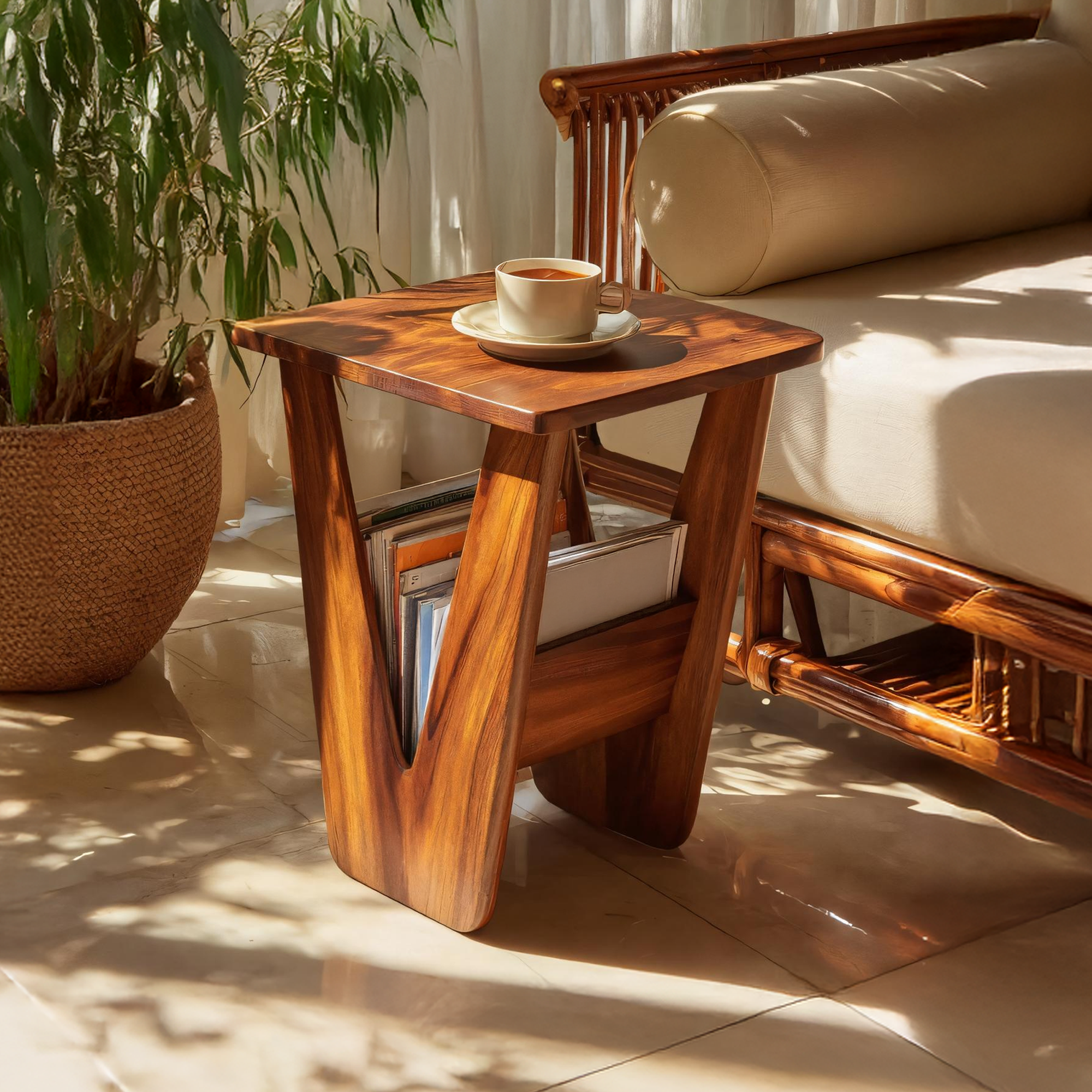 Handcrafted Solid Wood Side Table For Entryway And Living Room Decor SILDTTRSTA008