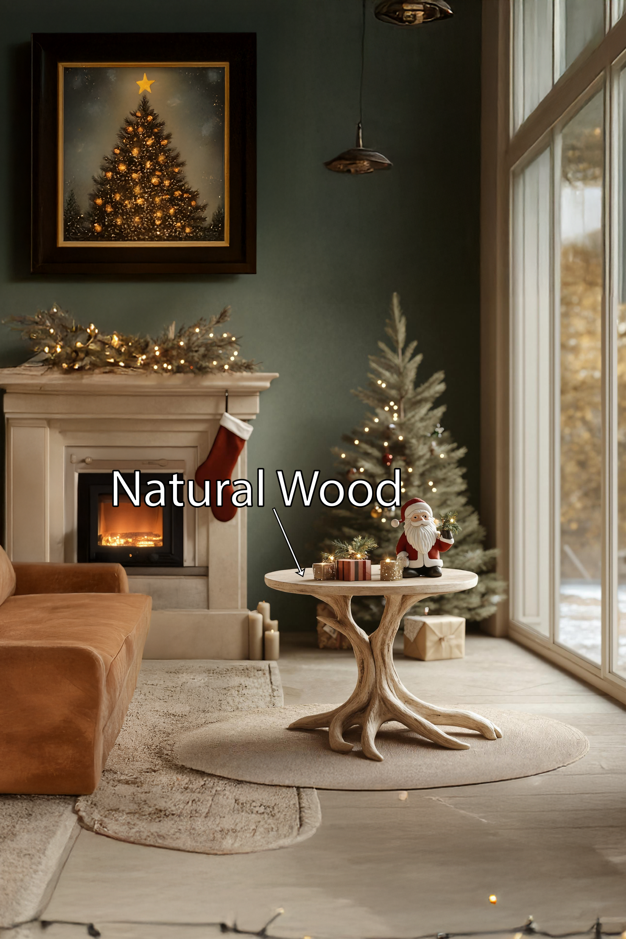 Rustic Round End Table For Entryway Design Christmas Furniture Decor SILDTTRENC012