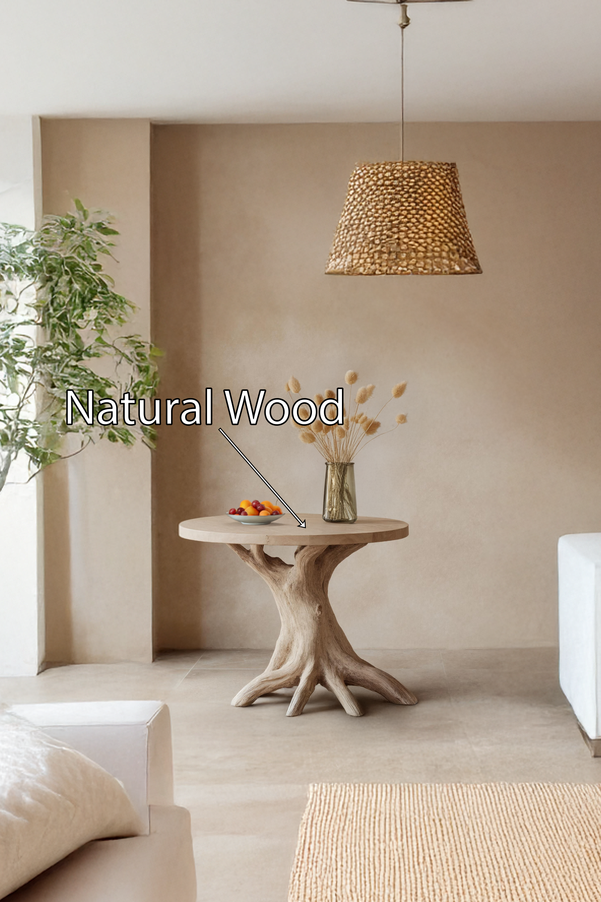 Handcrafted Round End Table For Living Room Decor And Storage Space SILDTTREN003