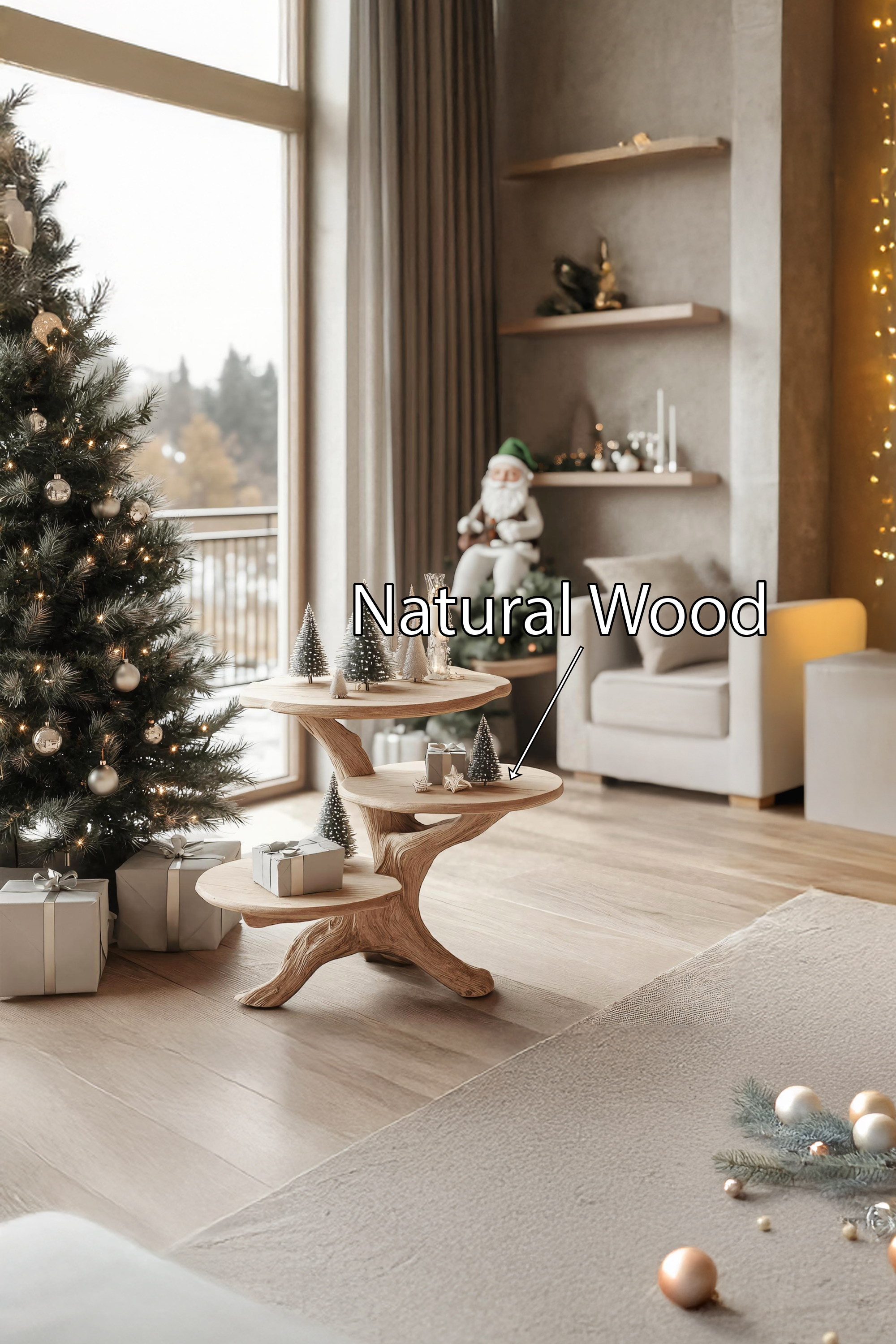 Rustic Solid Wood End Table For Entryway Design Xmas Wall Display SILDTTRENC020