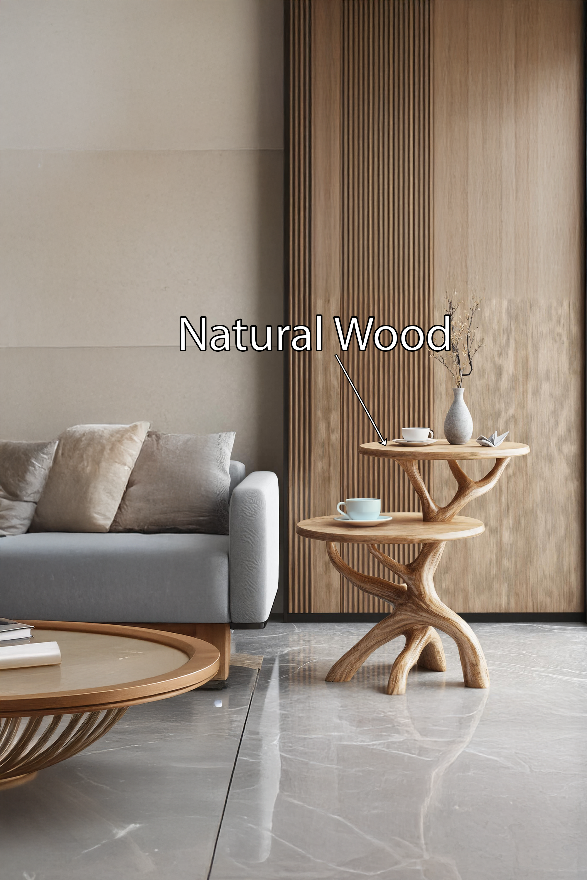 Handcrafted Round End Table For Entryway Design Functional Accent SILDTTREN015