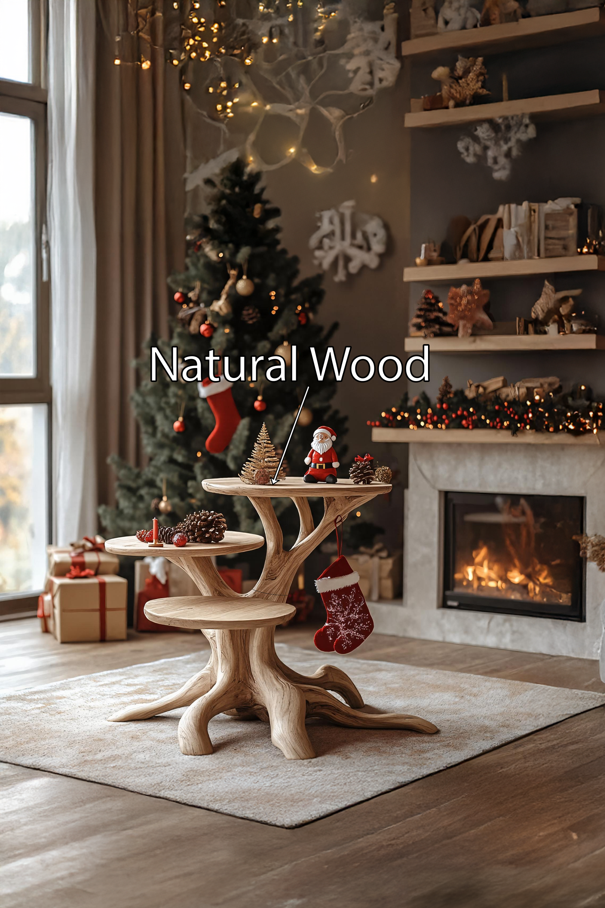 Rustic Wooden End Table For Entryway Design Festive Wall Display SILDTTRENC004