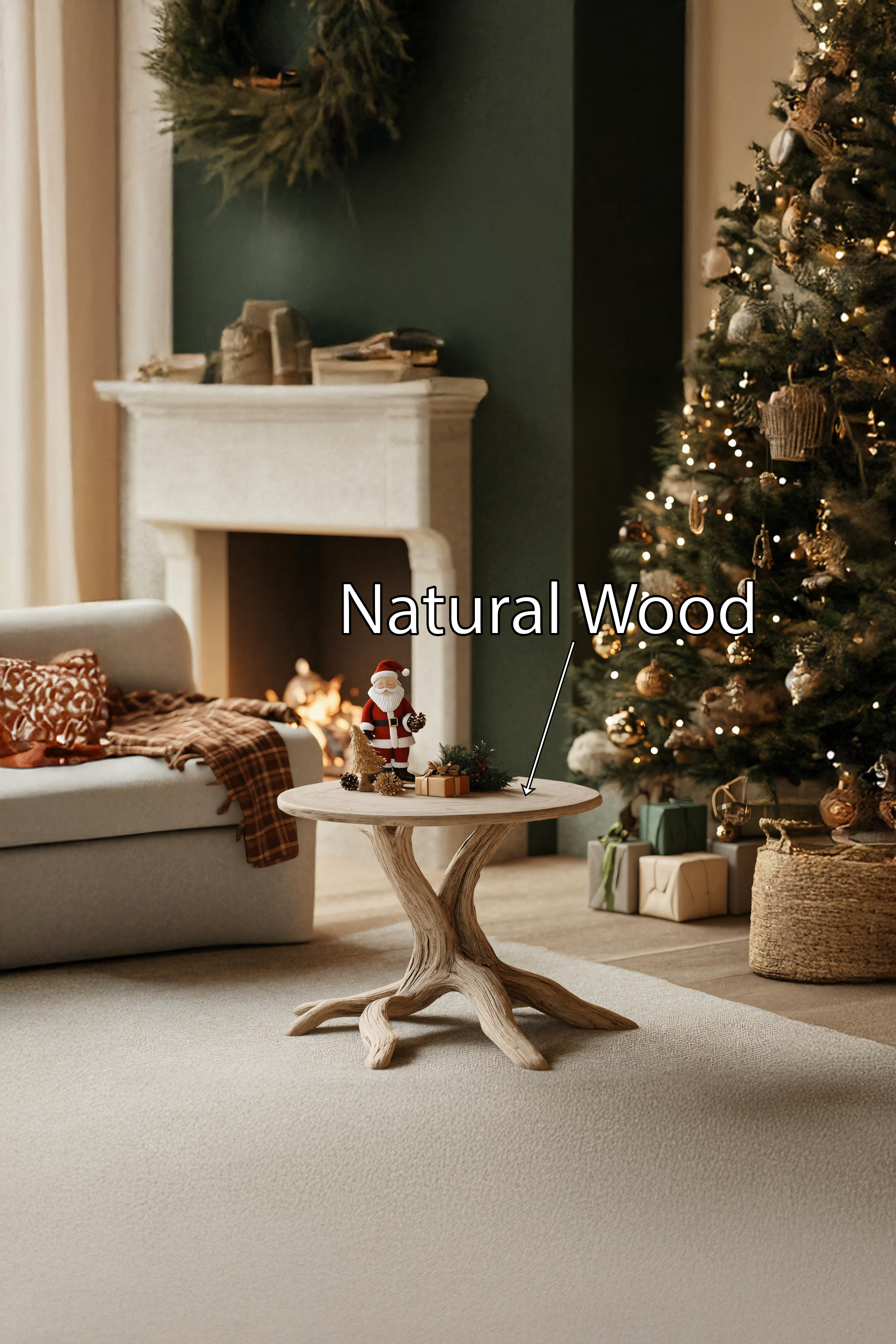 Handcrafted Solid Wood End Table For Living Room Winter Accent SILDTTRENC011