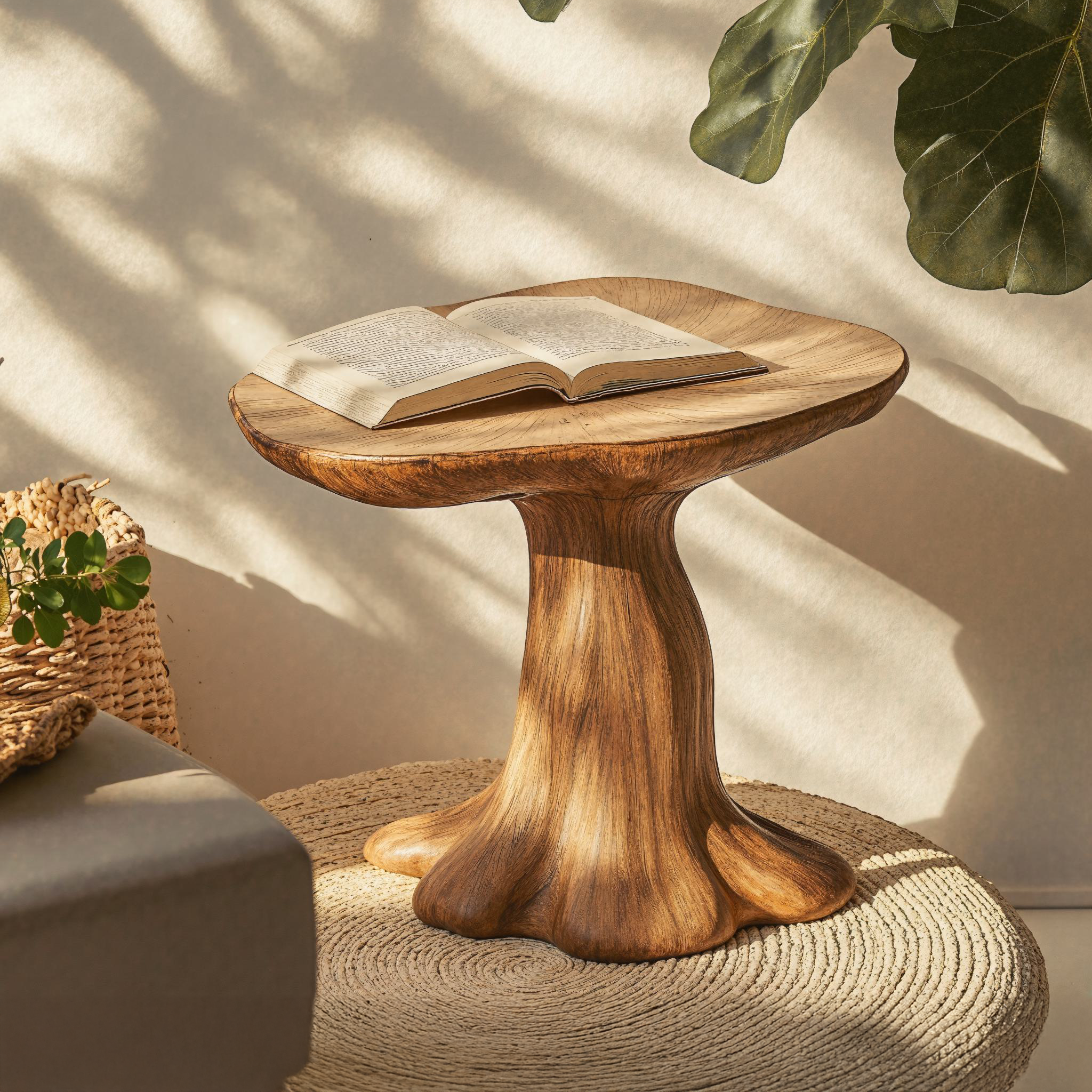 Farmhouse Wood Mushroom End Table For Living Area Country Vibes SILDTEN100