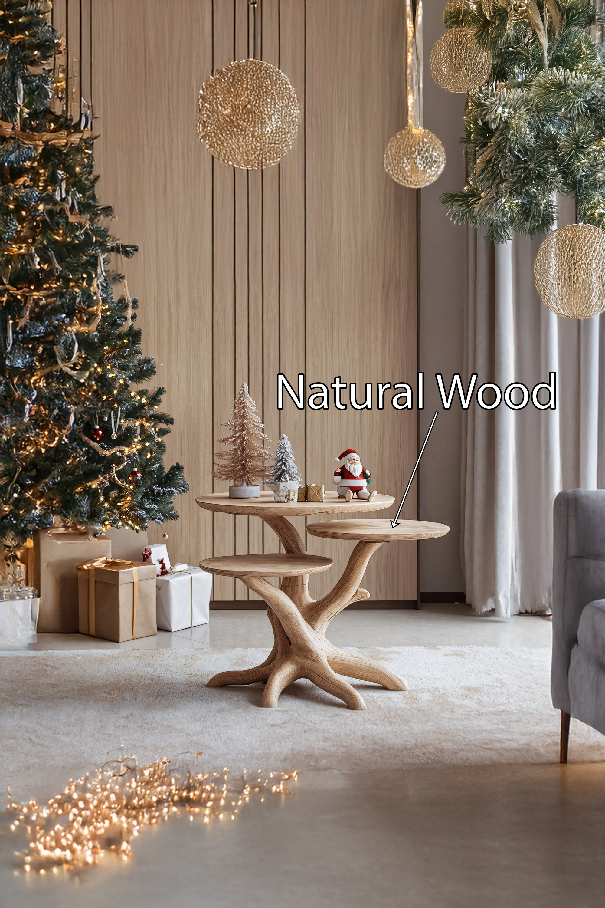 Handcrafted Wooden End Table For Furniture Decor Christmas Look SILDTTRENC007