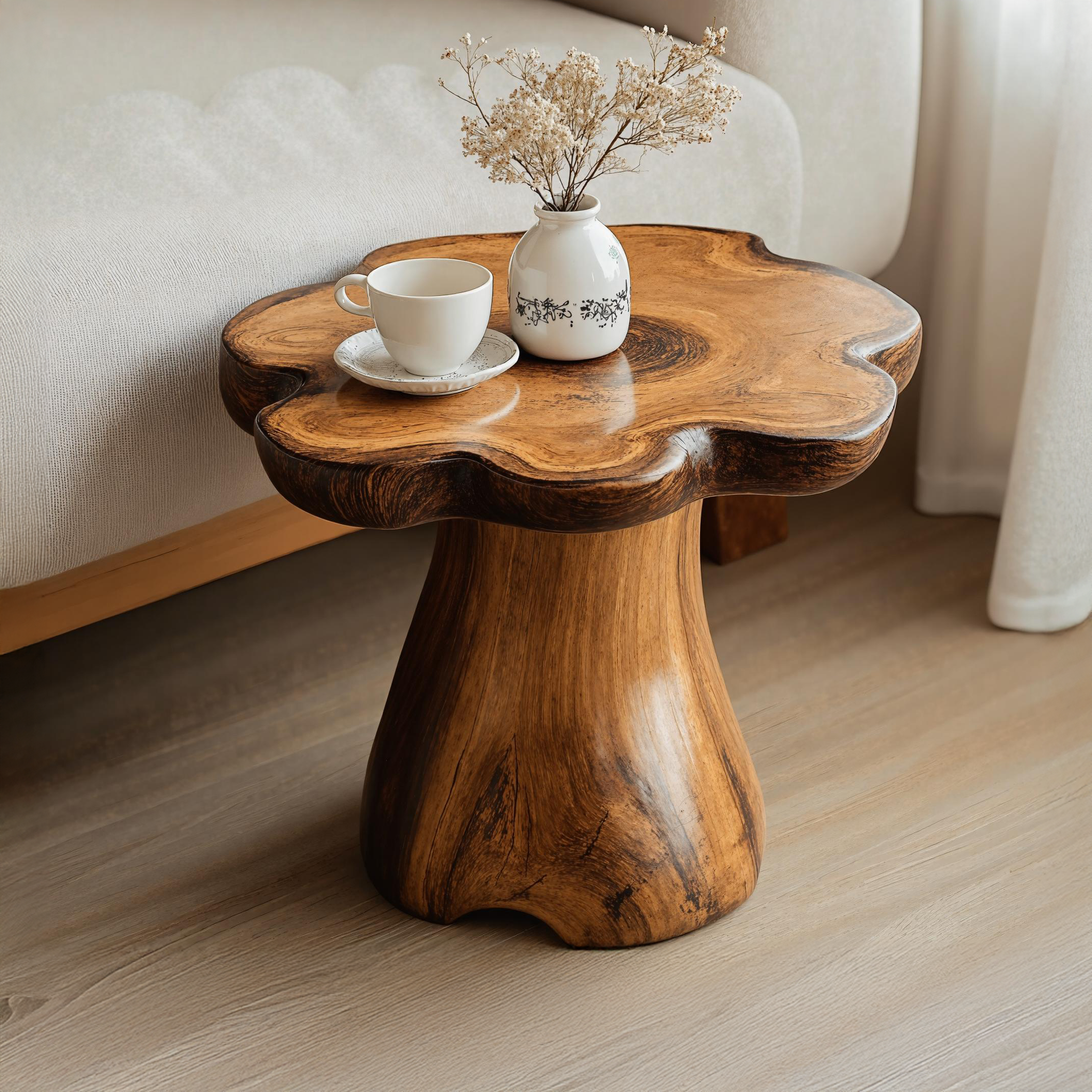 Handcrafted Wooden End Table For A Natural And Modern Living Space SILDTEN116