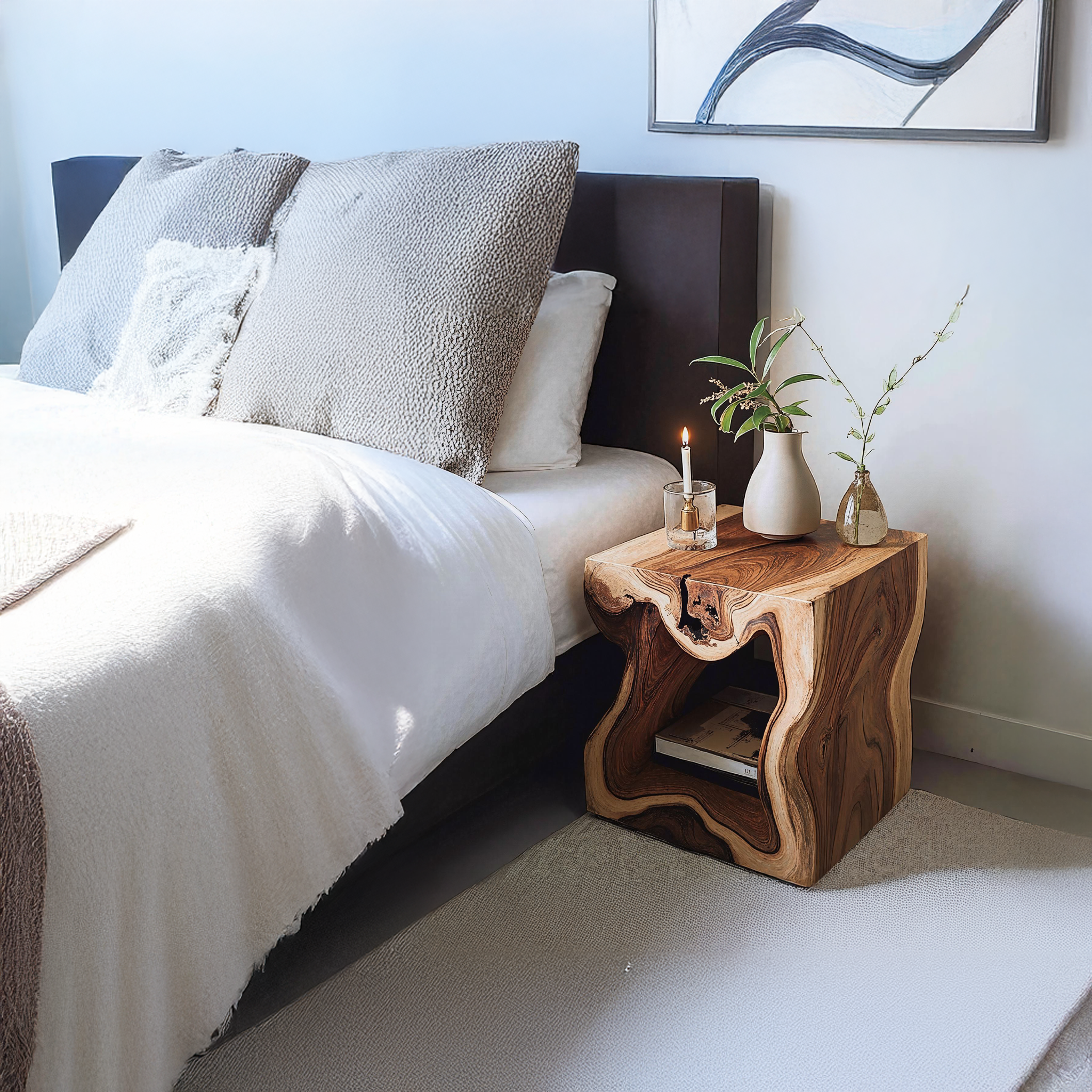 Solid Wood End Table With Storage Space SILDTEN089