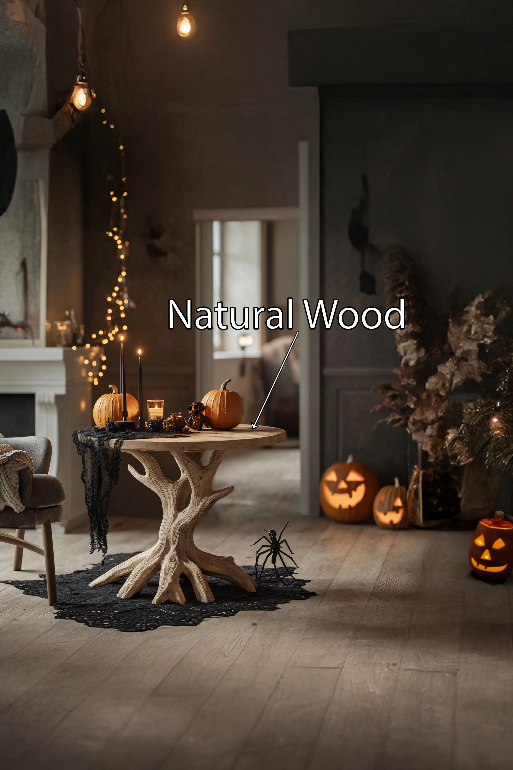 Handcrafted Round End Table For Living Room Gothic Fall Furniture Decor SILDTTRHEN003