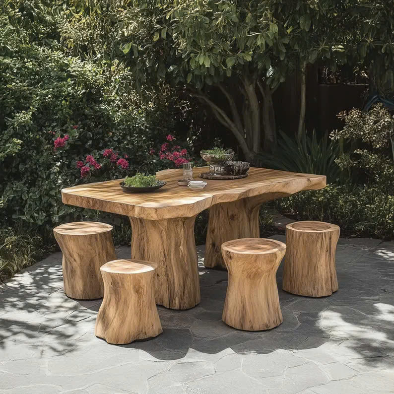 Large Rustic Live Edge Dining Table Set Home Decor Gift SINLDT022