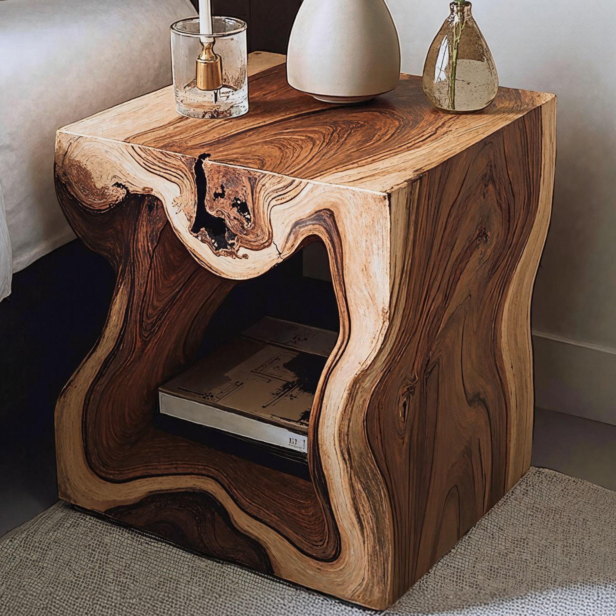 Solid Wood End Table With Storage Space SILDTEN089