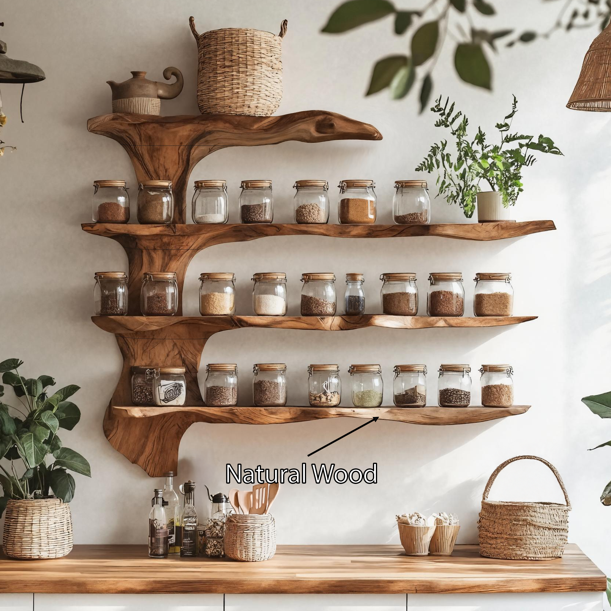 Mid Century Wooden Cabinet With Spice Rack For Kitchen SILDTTRSRS003